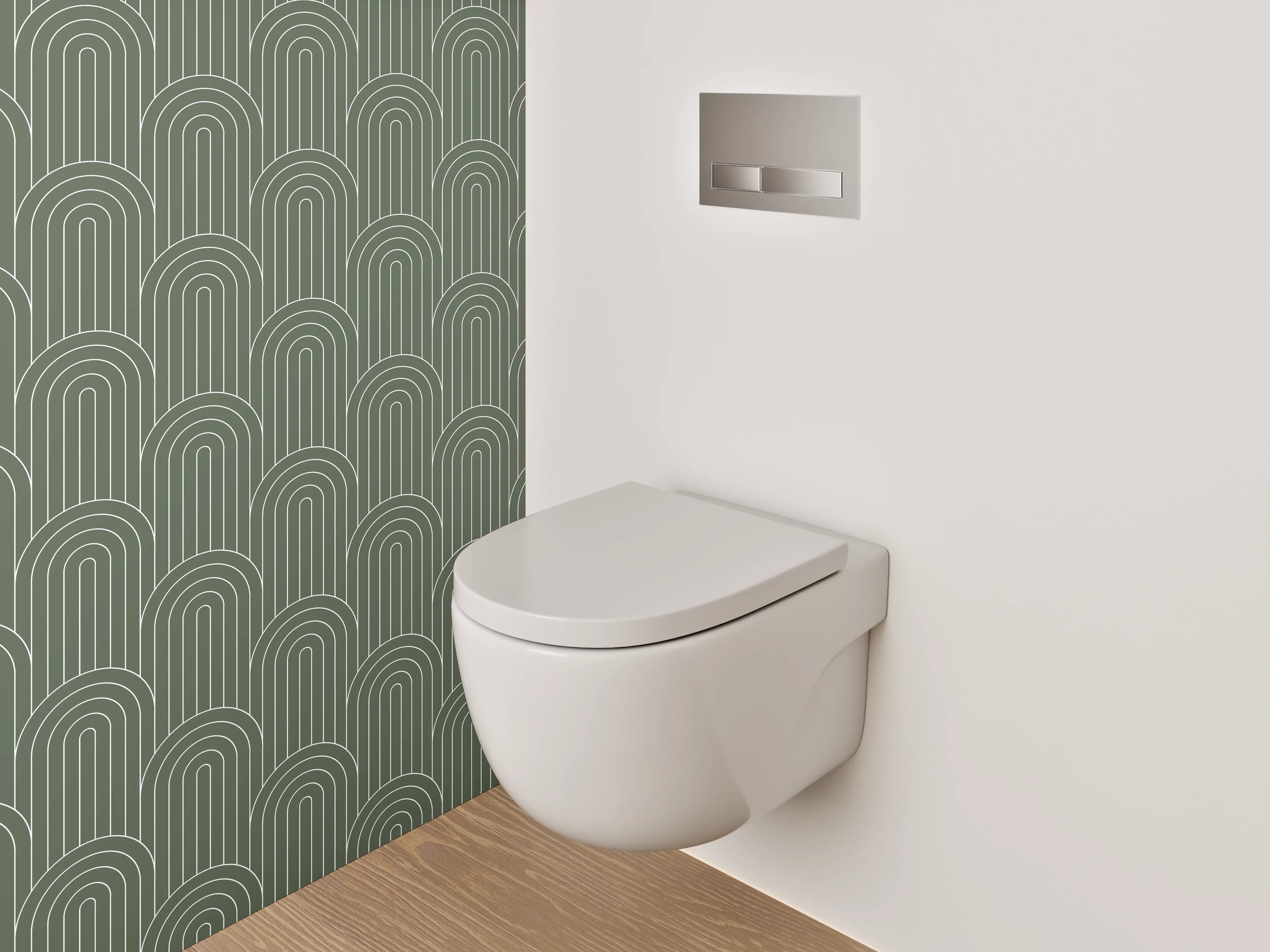 WC-Rückwand - Retro Bogenmuster Grün Art déco
