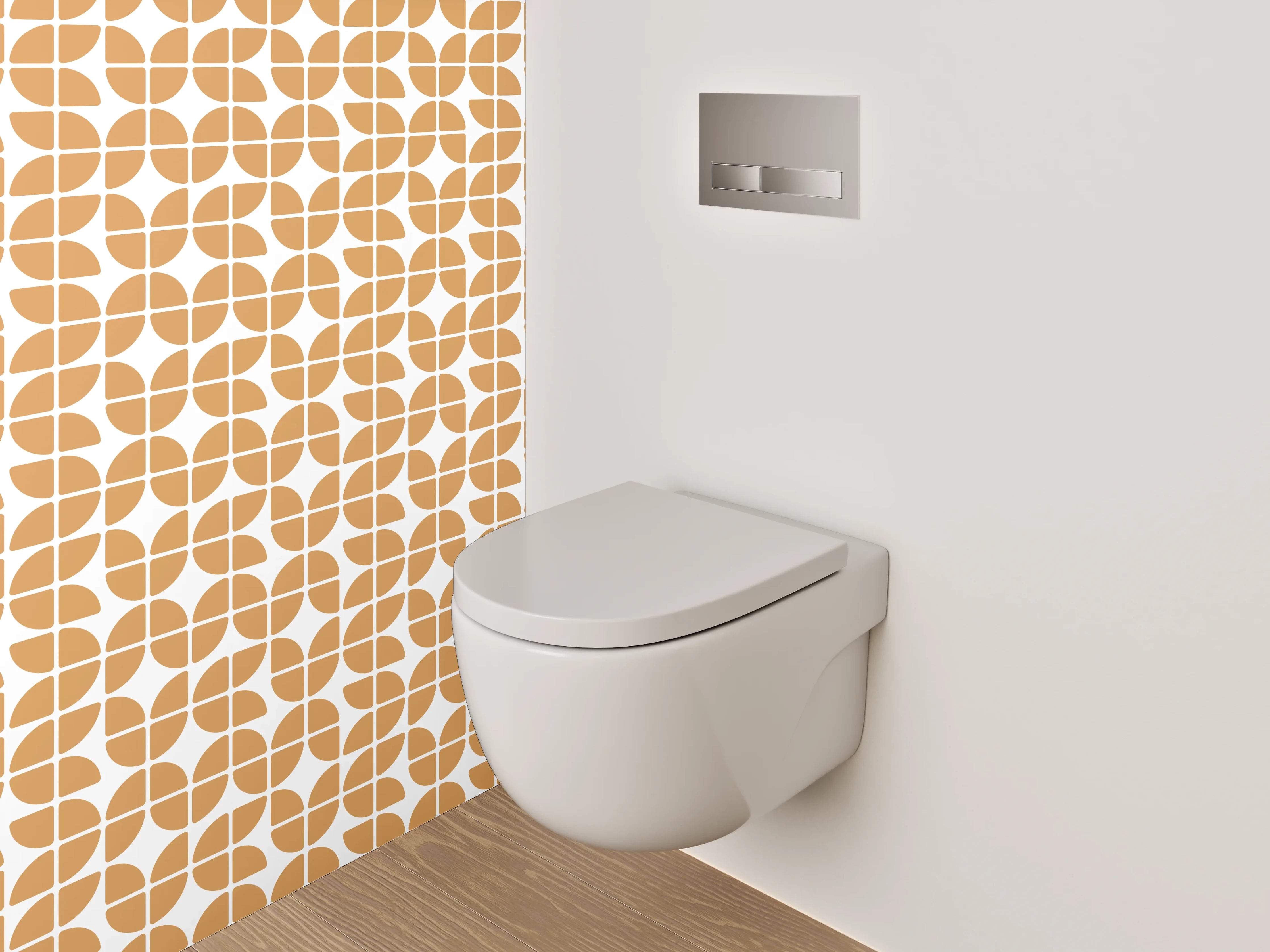 WC-Rückwand - Retro-Chic: Orange und Grau-Design
