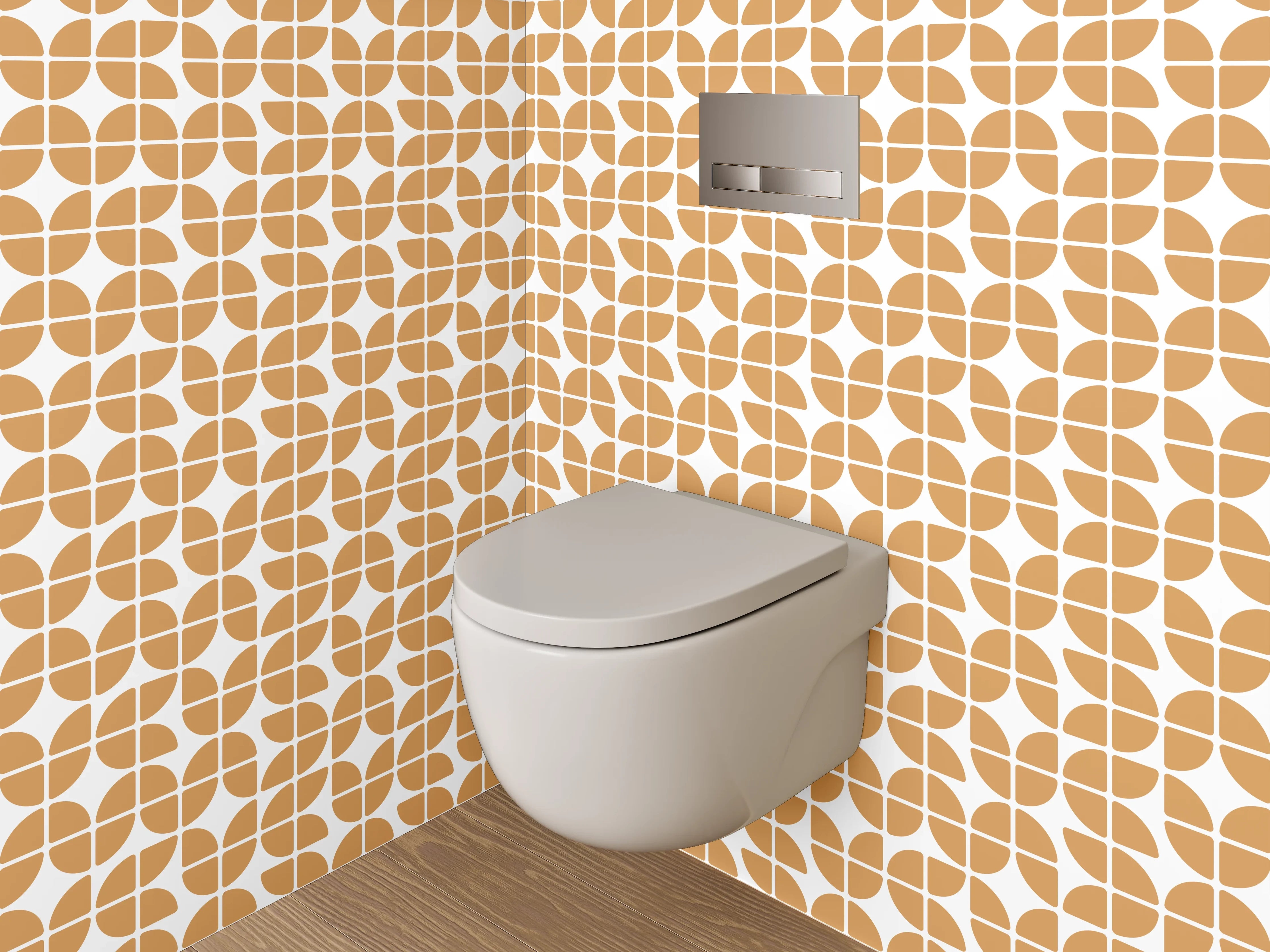 WC-Rückwand - Retro-Chic: Orange und Grau-Design