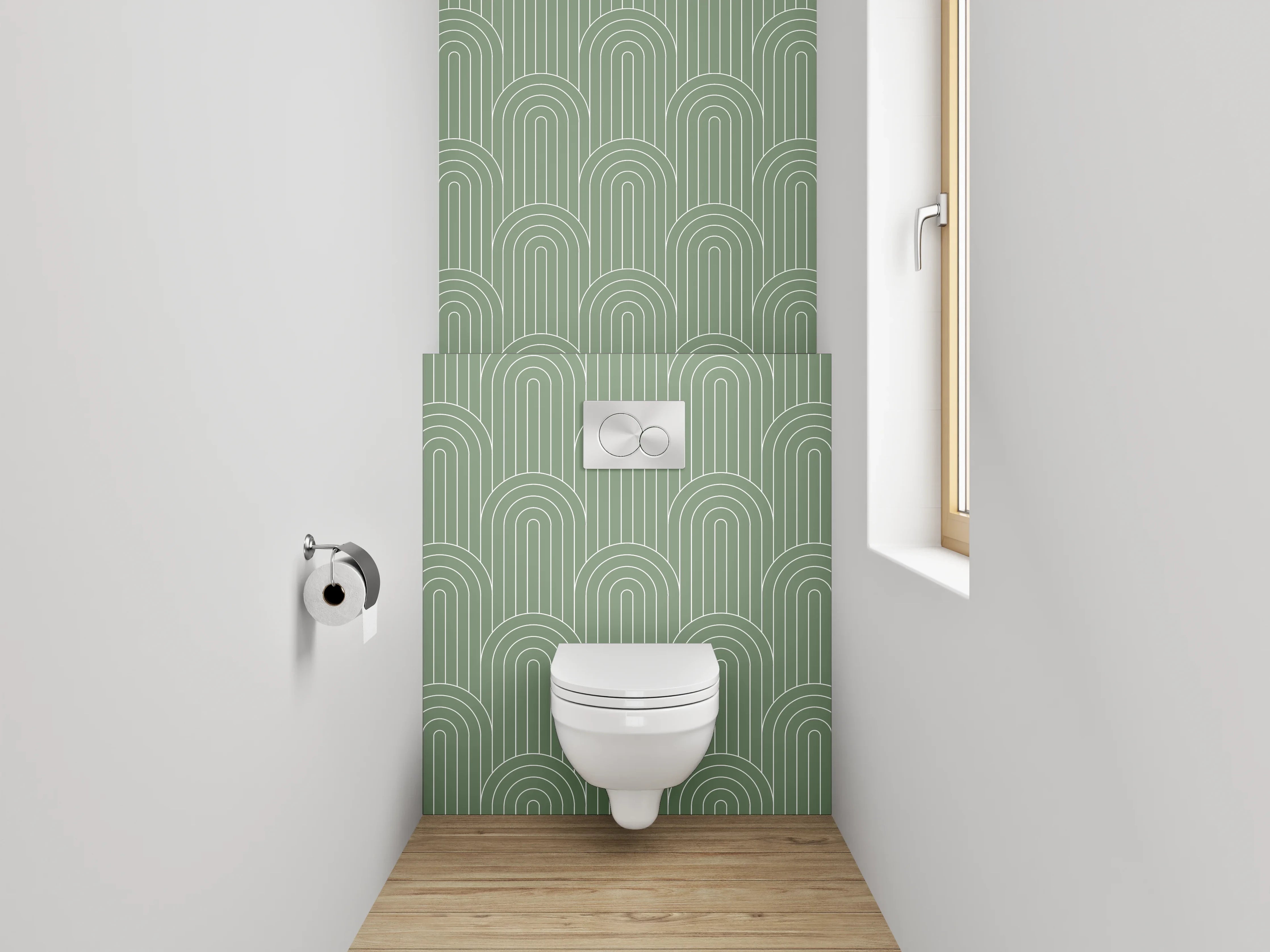 WC-Rückwand - Retro-Design in Grün mit Grauweiß