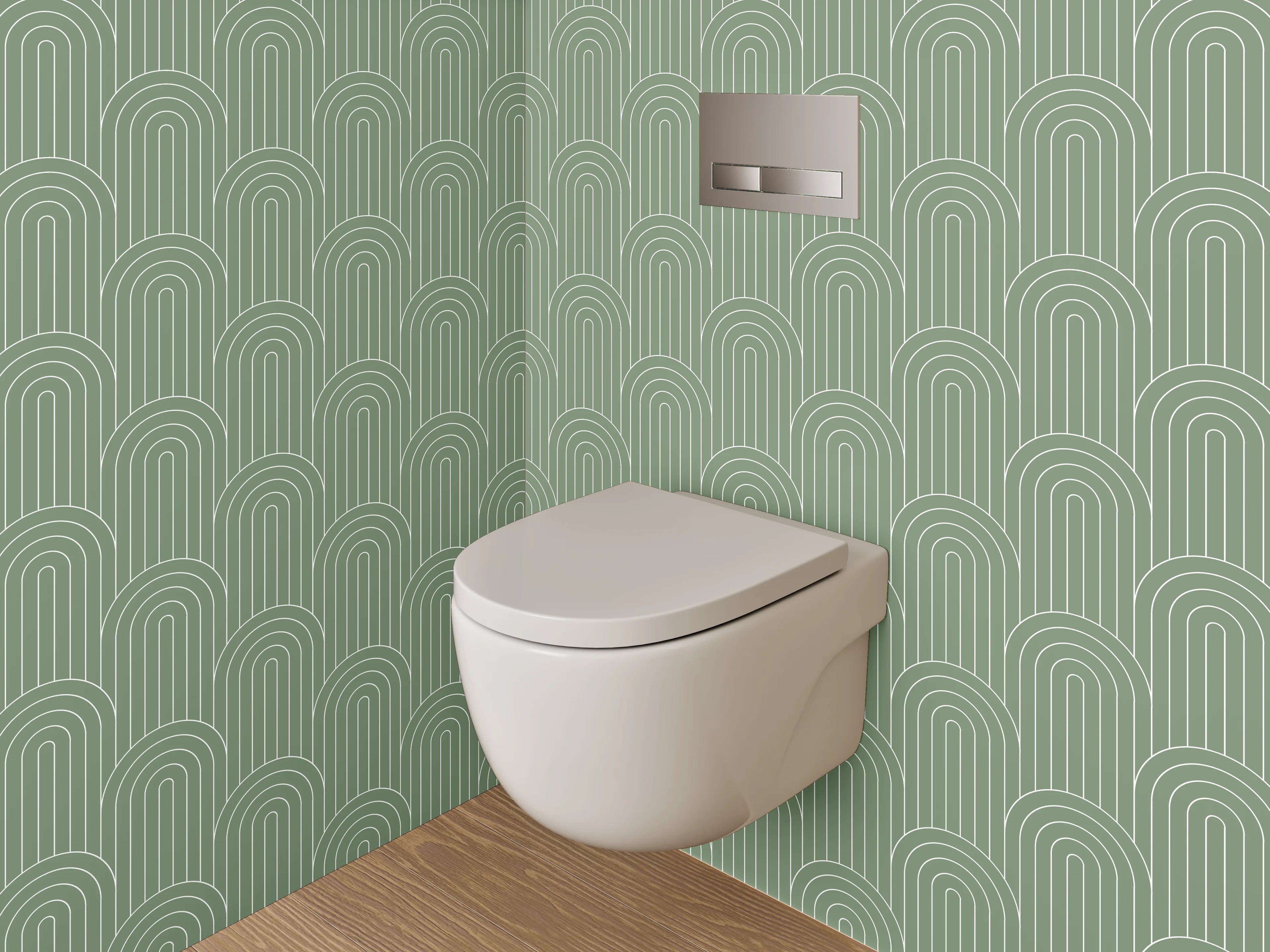 WC-Rückwand - Retro-Design in Grün mit Grauweiß
