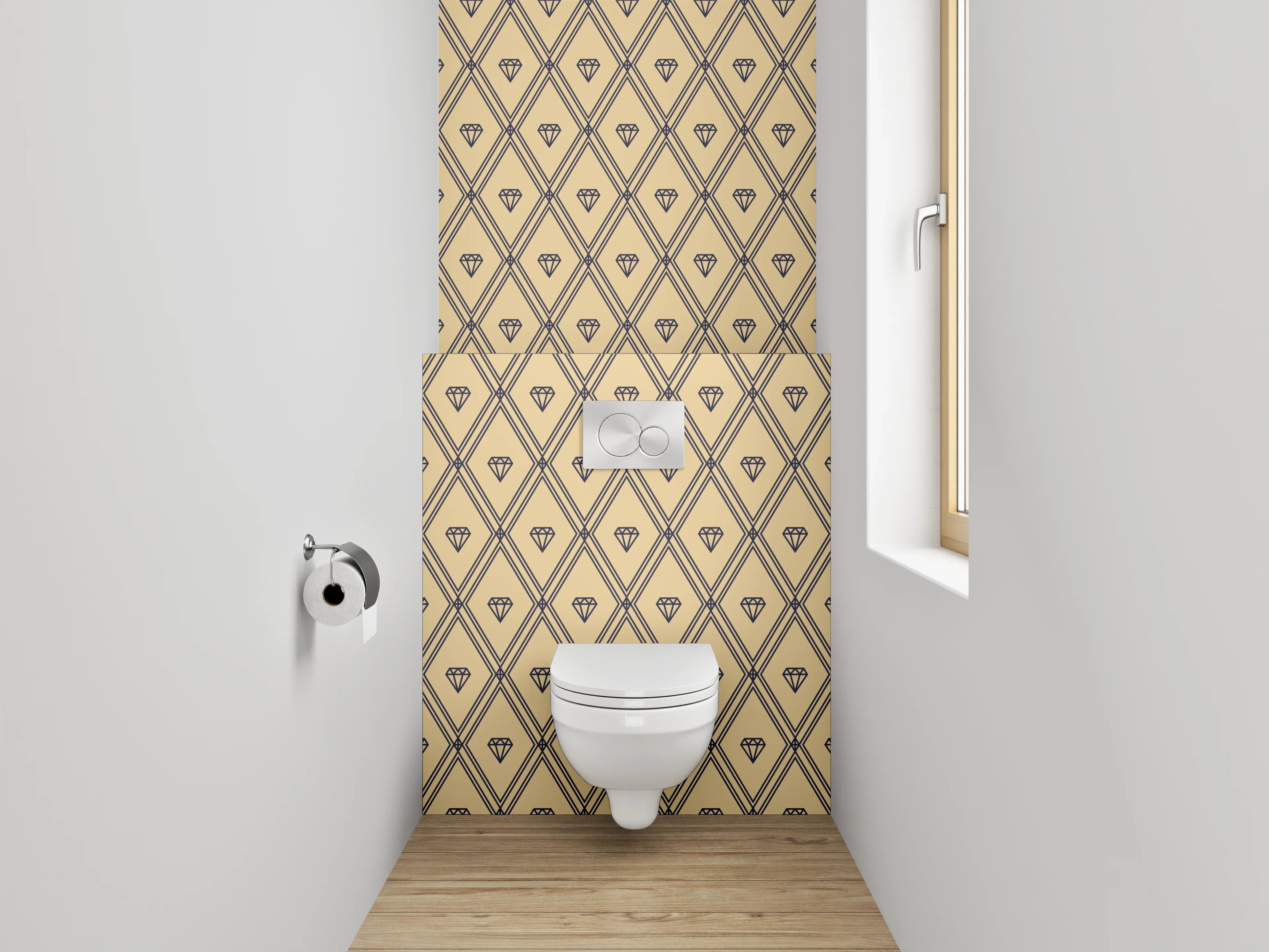 WC-Rückwand - Retro Diamant Muster Beige Braun