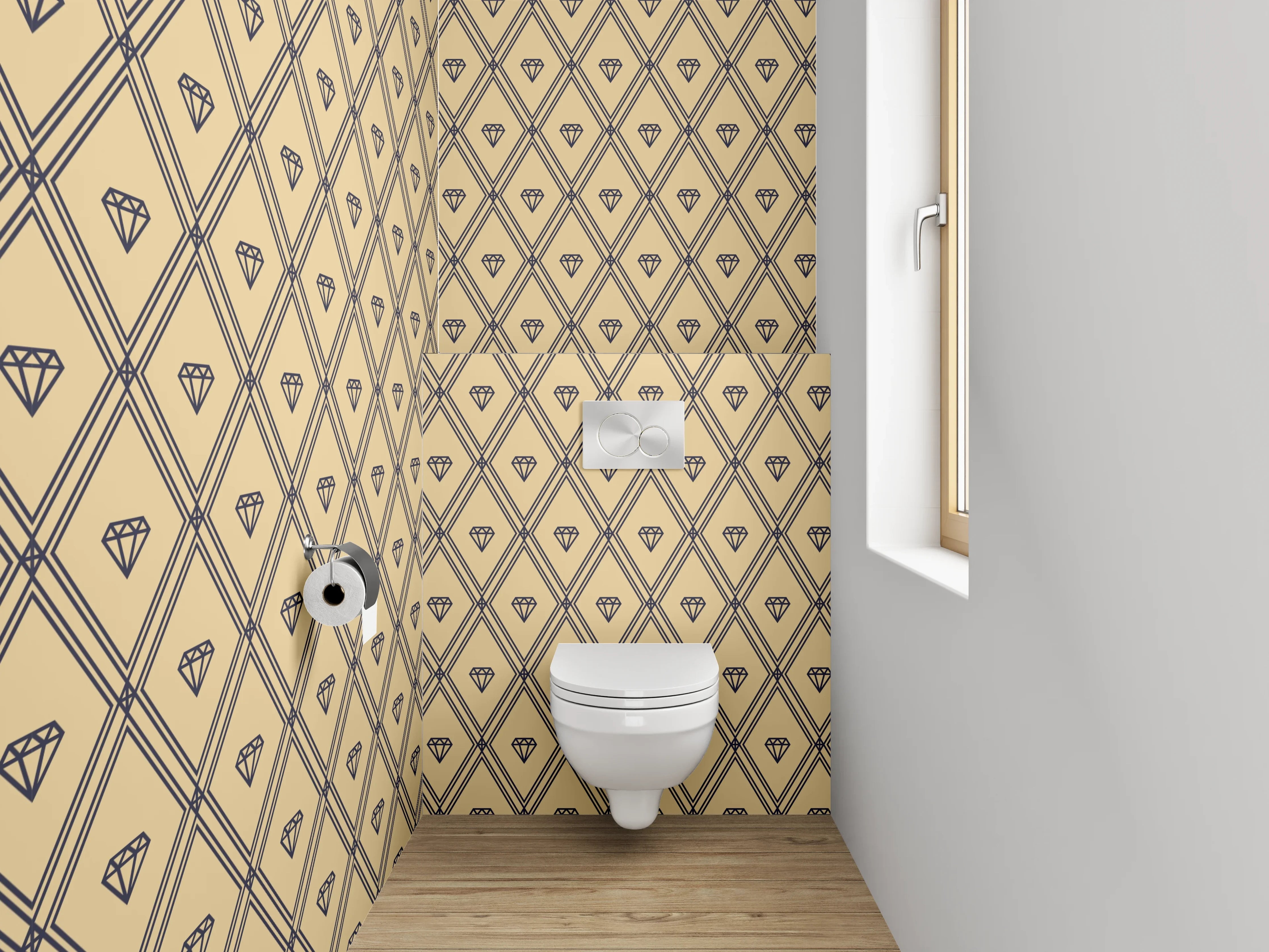 WC-Rückwand - Retro Diamant Muster Beige Braun