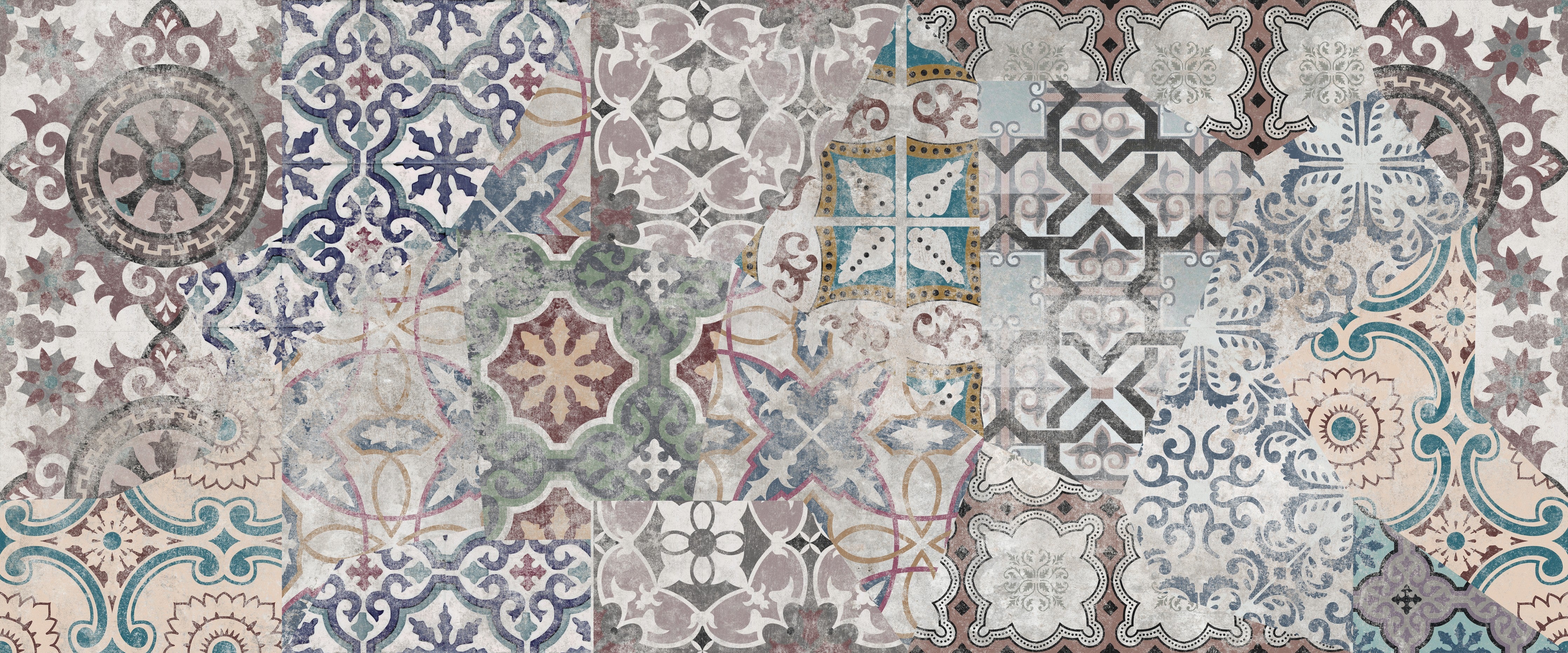 WC-Rückwand-Retro Fliesen Muster Patchwork