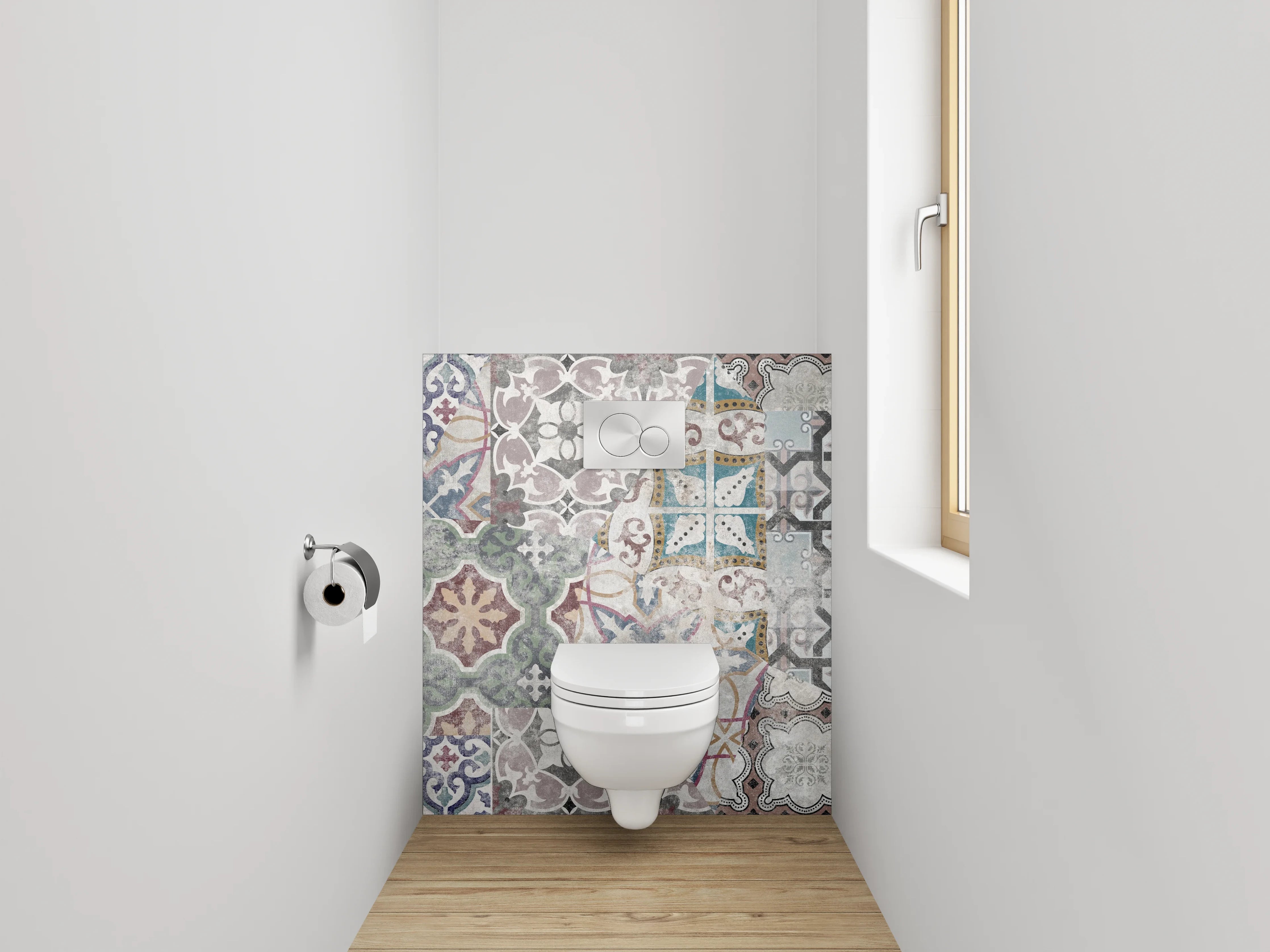 WC-Rückwand - Retro Fliesen Muster Patchwork
