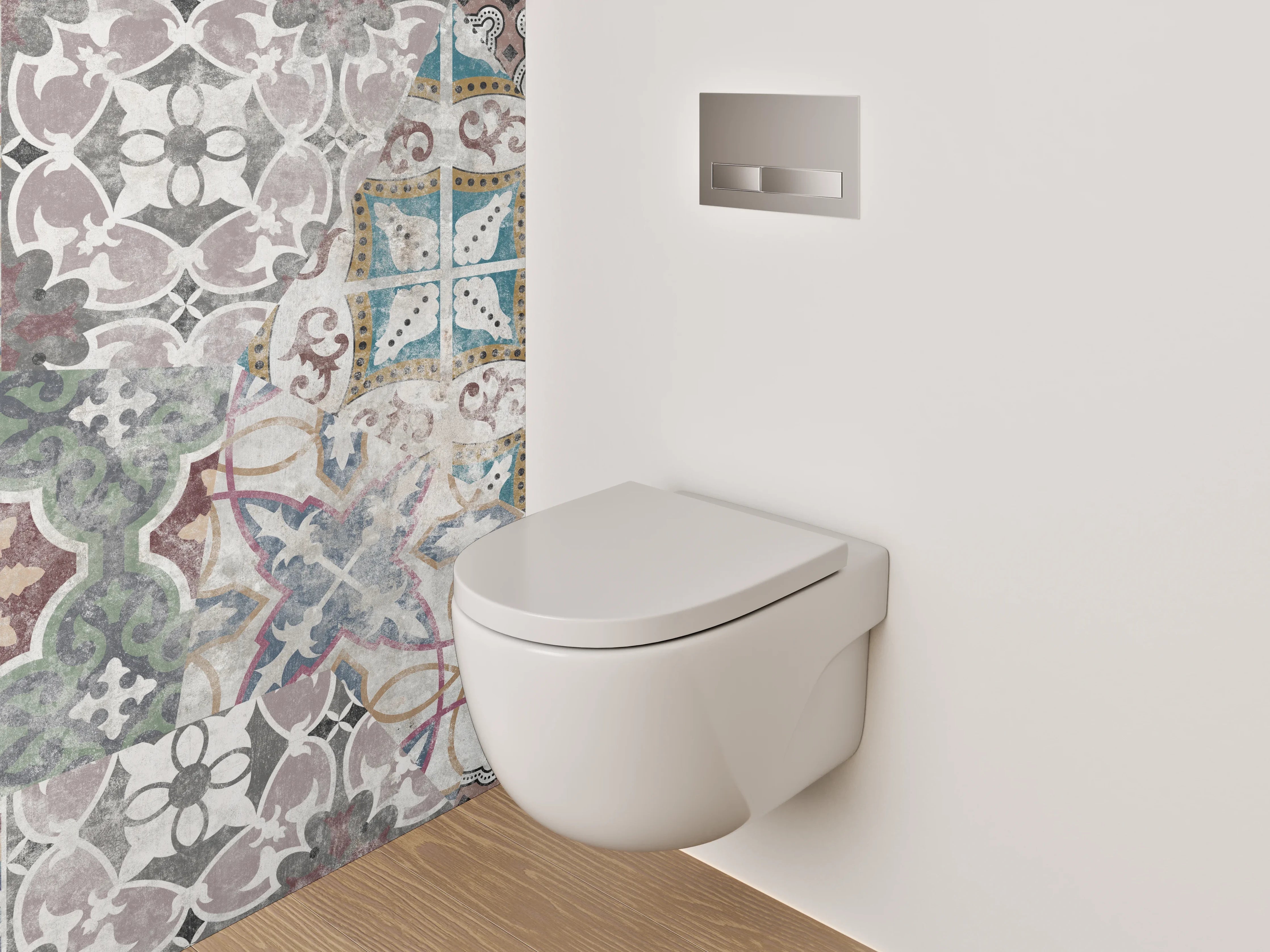 WC-Rückwand - Retro Fliesen Muster Patchwork