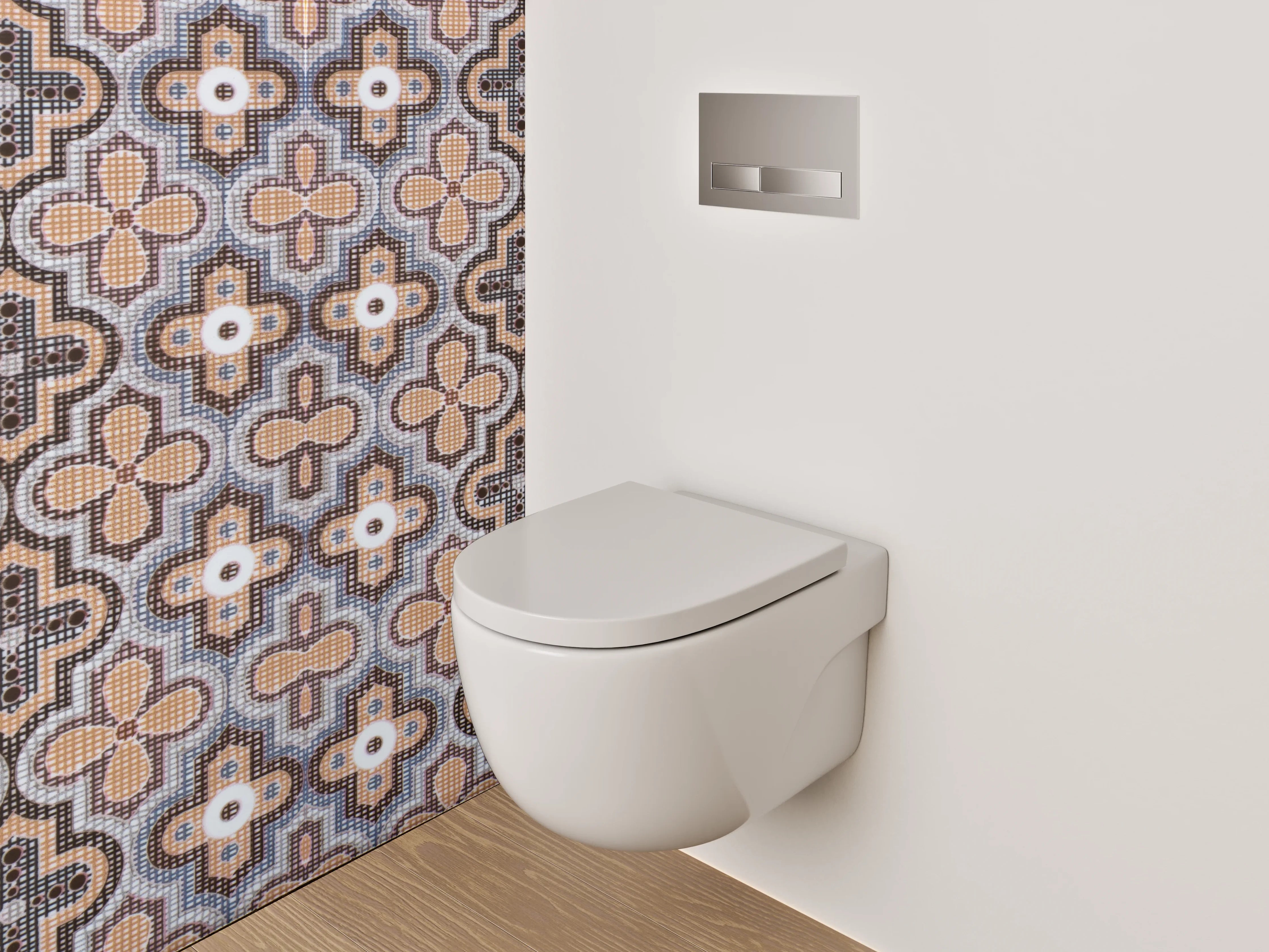 WC-Rückwand - Retro Fliesenmuster Vintage Braun Grau