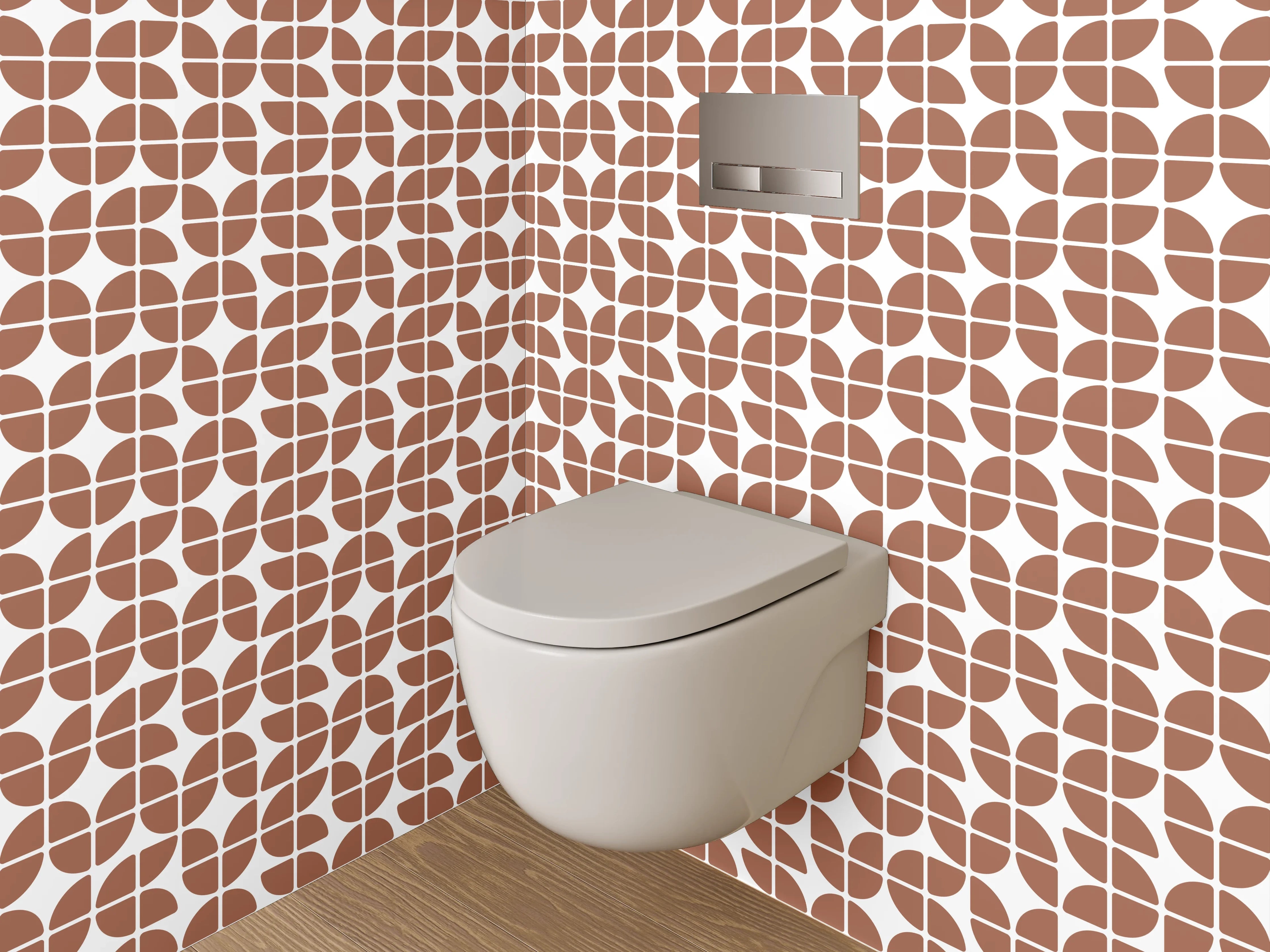 WC-Rückwand - Retro Kachelmuster Braun Weiß