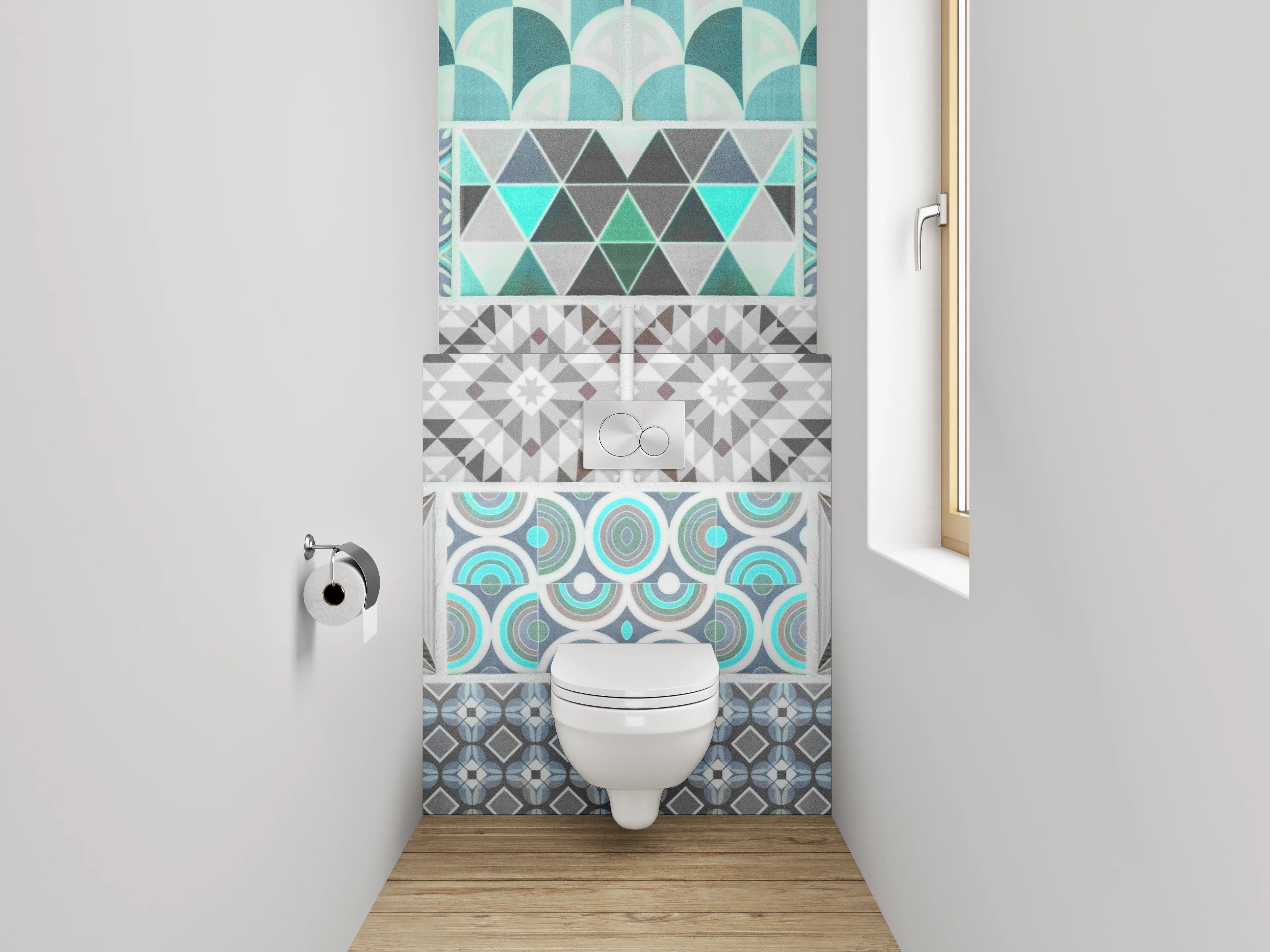 WC-Rückwand - Retro Mosaik Fliesen Muster Türkis