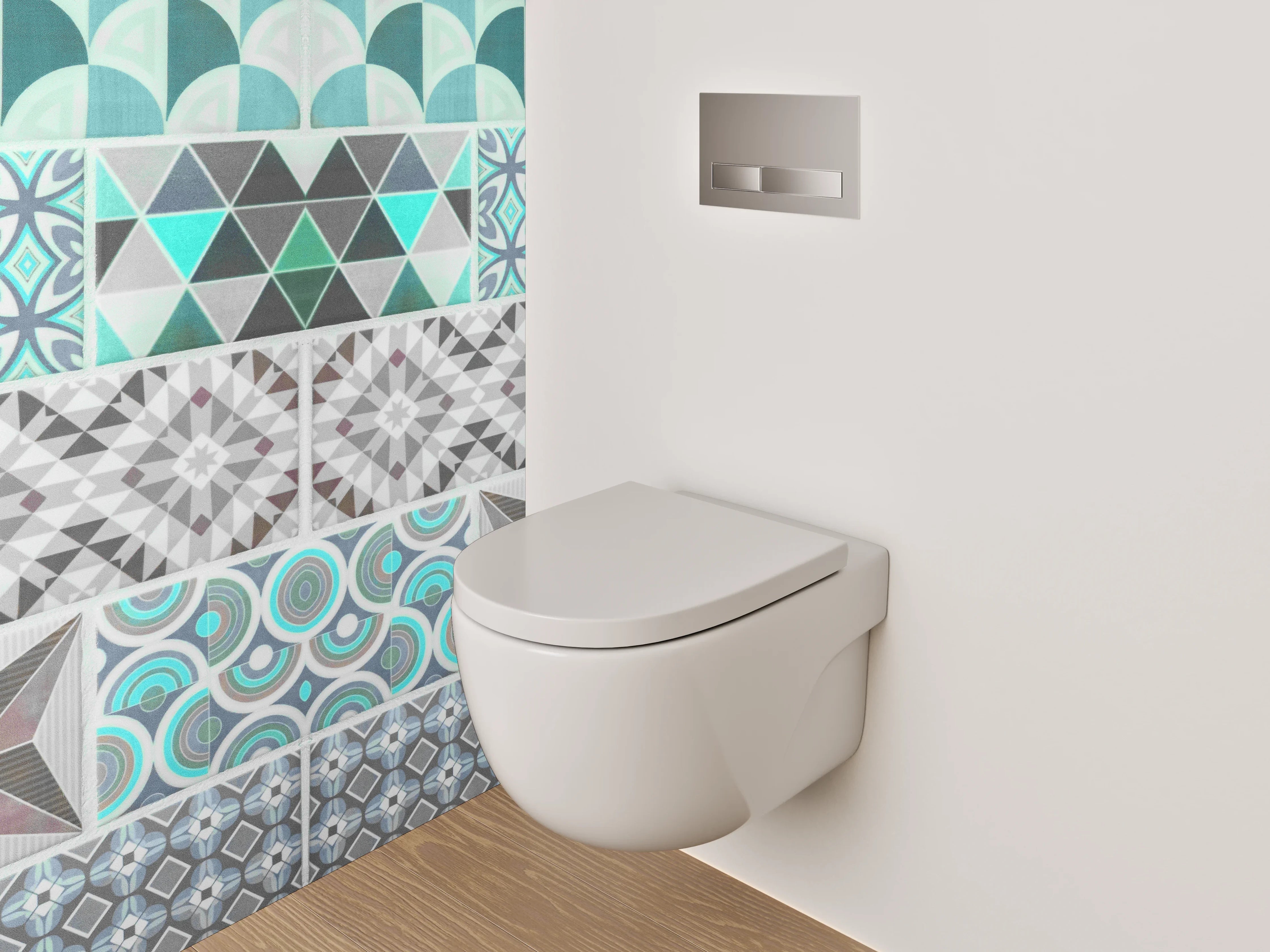 WC-Rückwand - Retro Mosaik Fliesen Muster Türkis