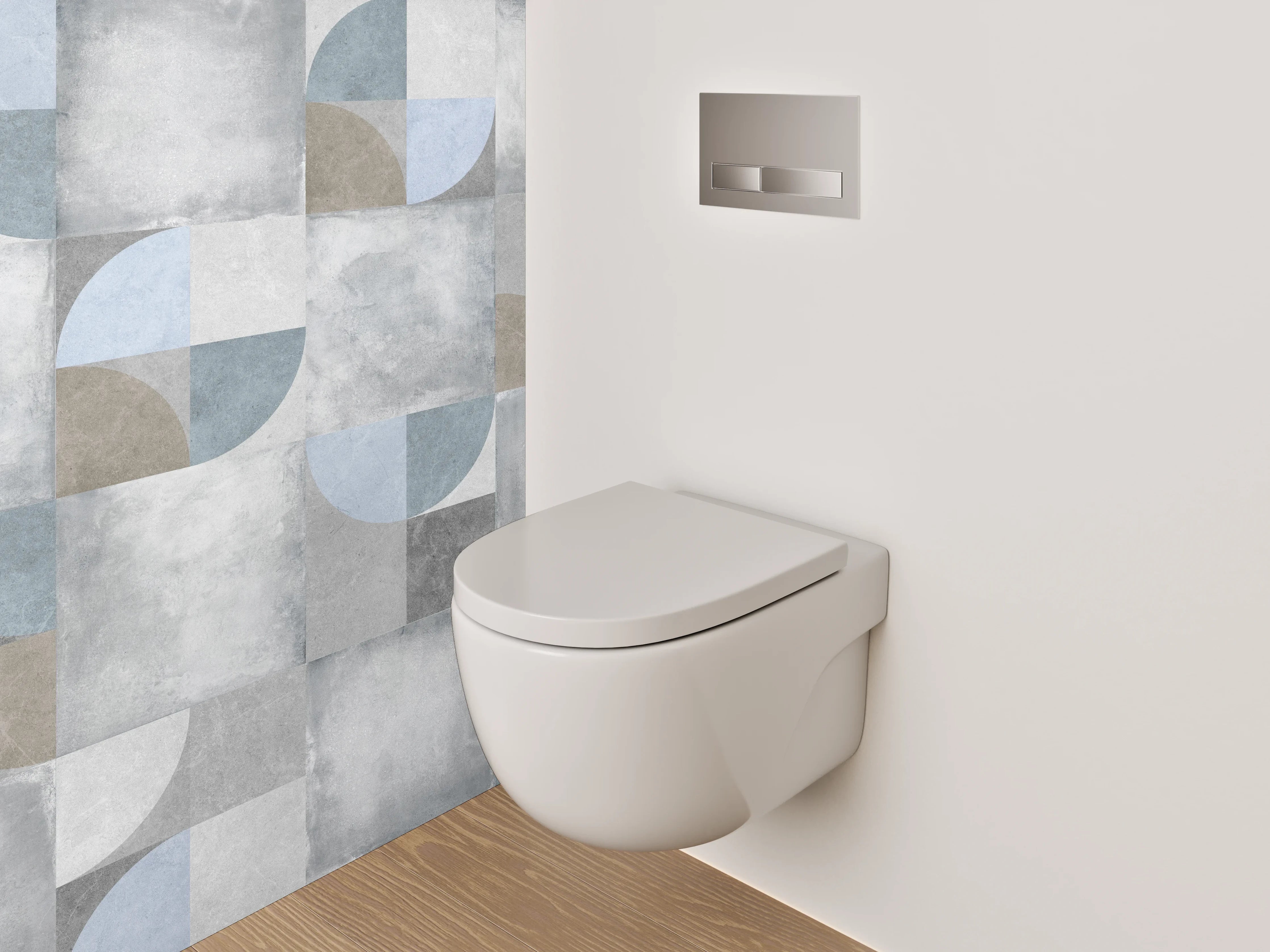 WC-Rückwand - Retro Mosaik Fliesen in Grau-Blau