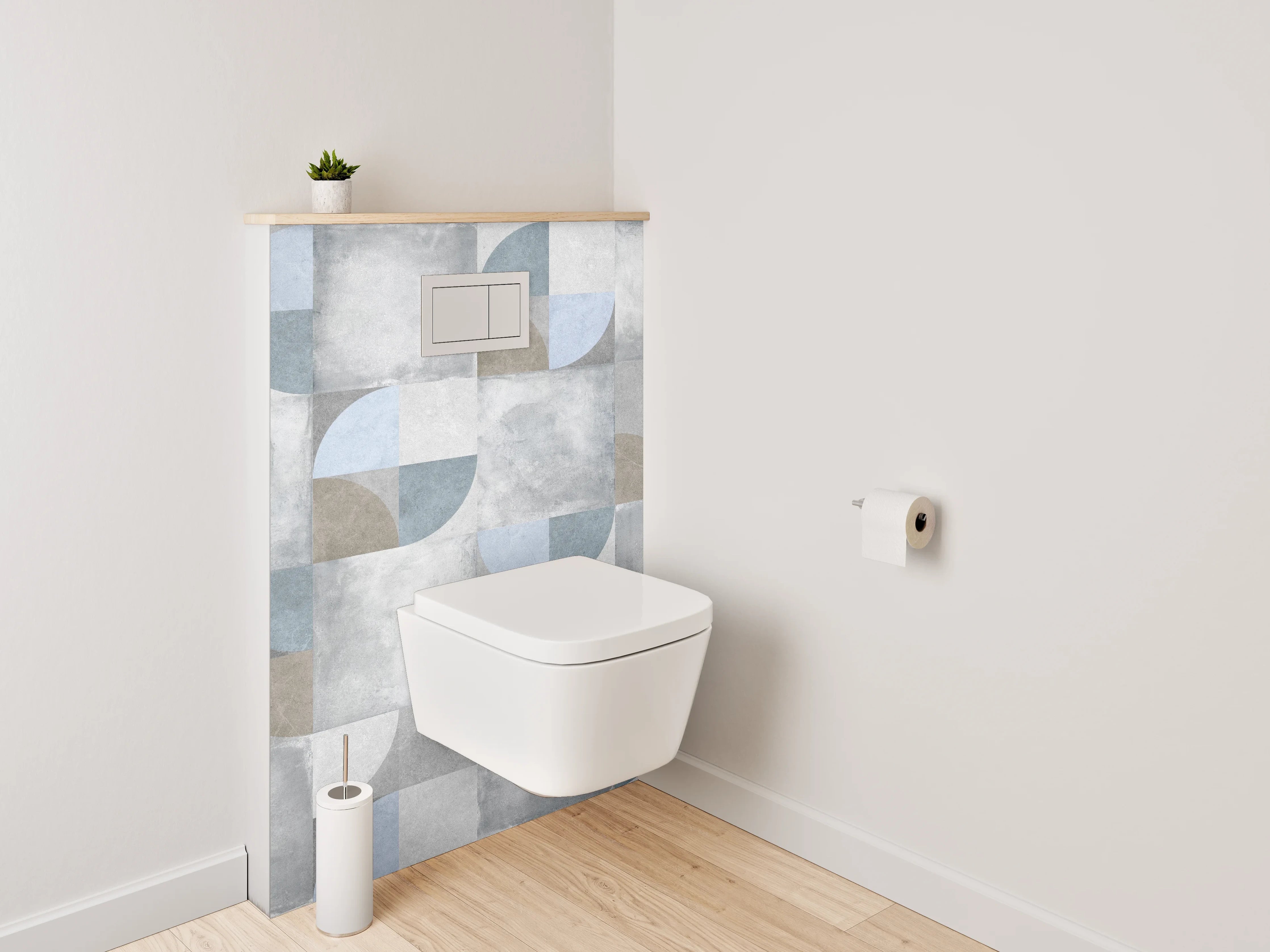 WC-Rückwand - Retro Mosaik Fliesen in Grau-Blau