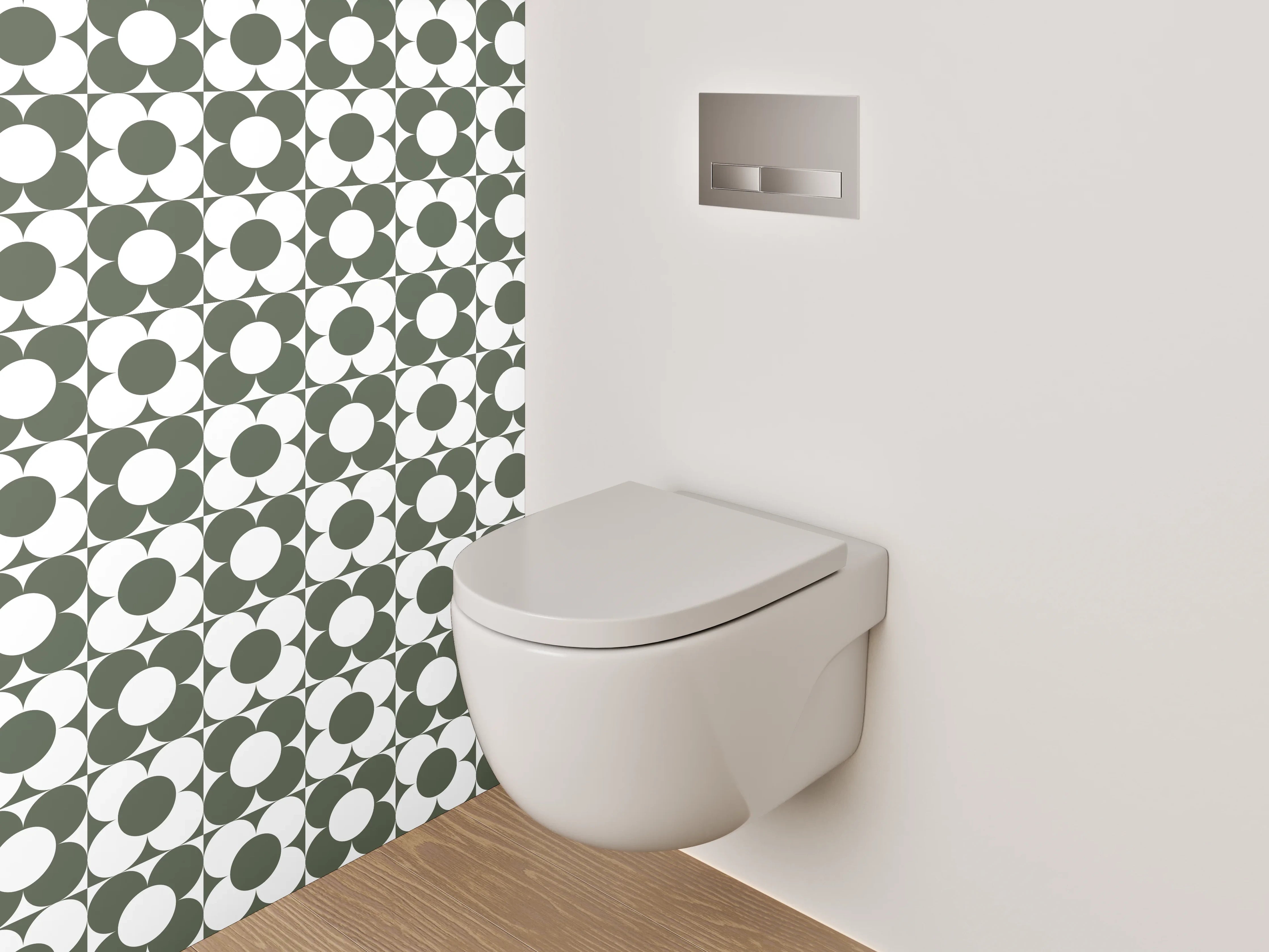 WC-Rückwand - Retro Mosaik Muster grün-weiß