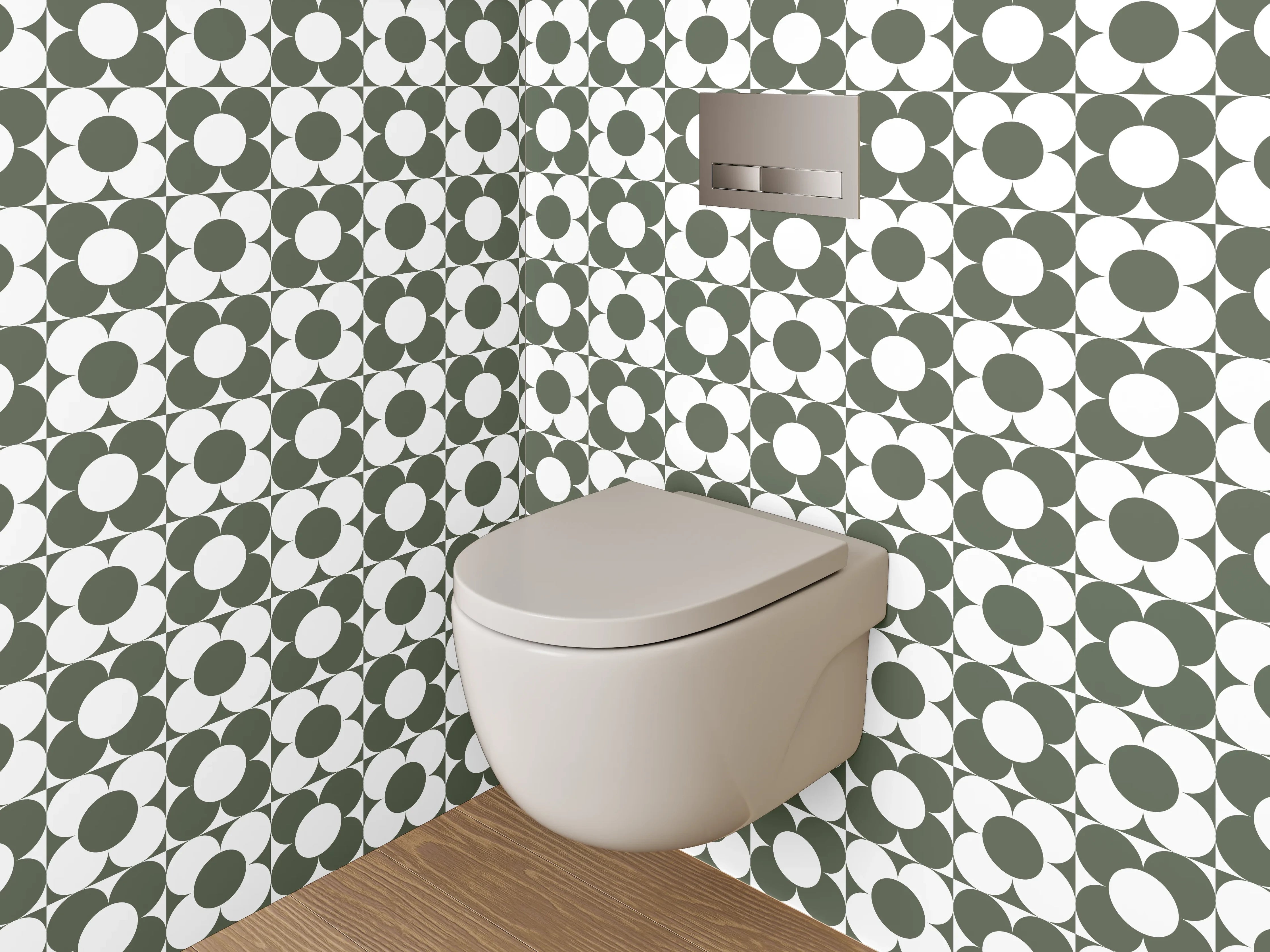 WC-Rückwand - Retro Mosaik Muster grün-weiß