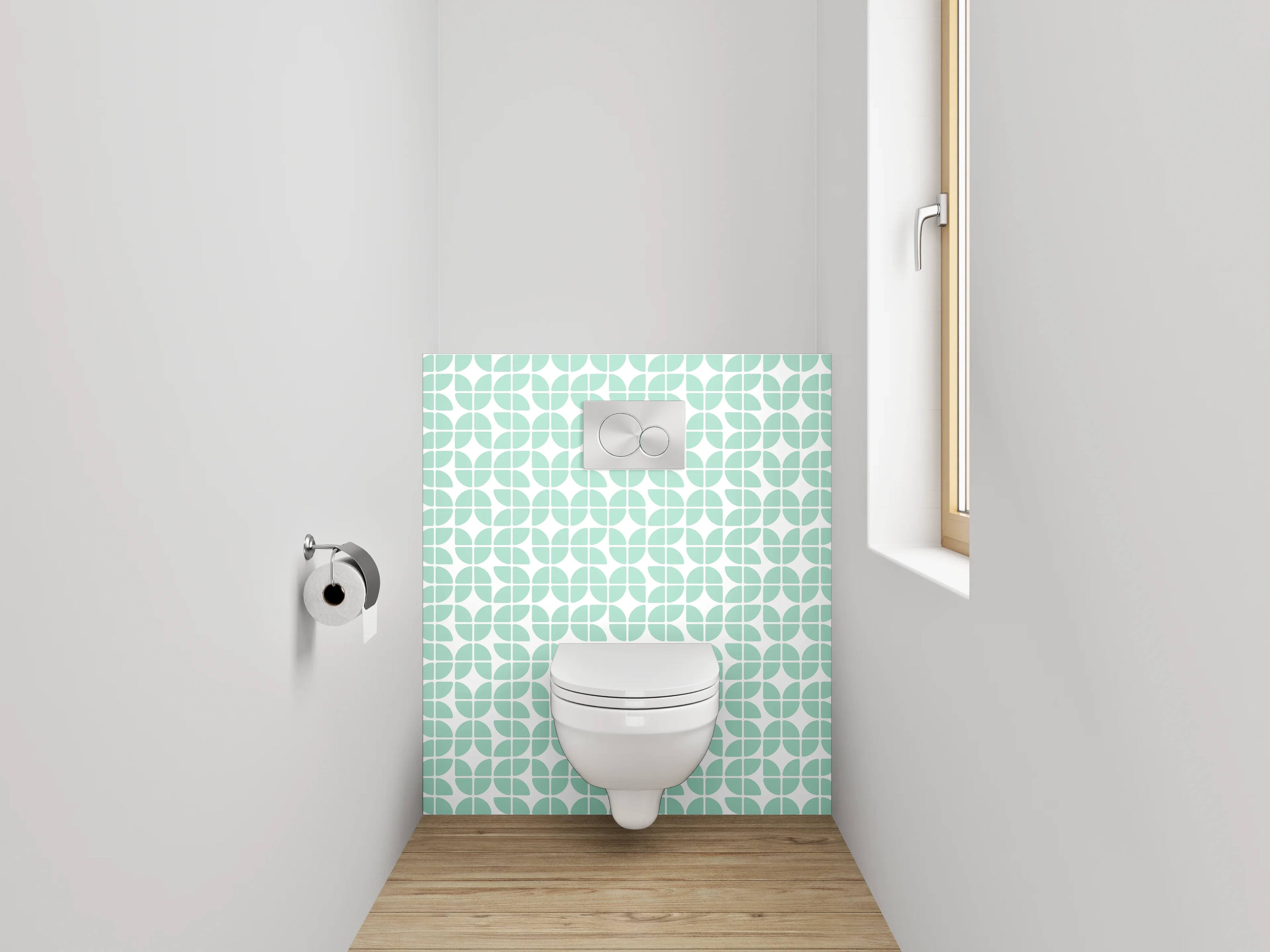WC-Rückwand - Retro Muster Mintgrün Weiß