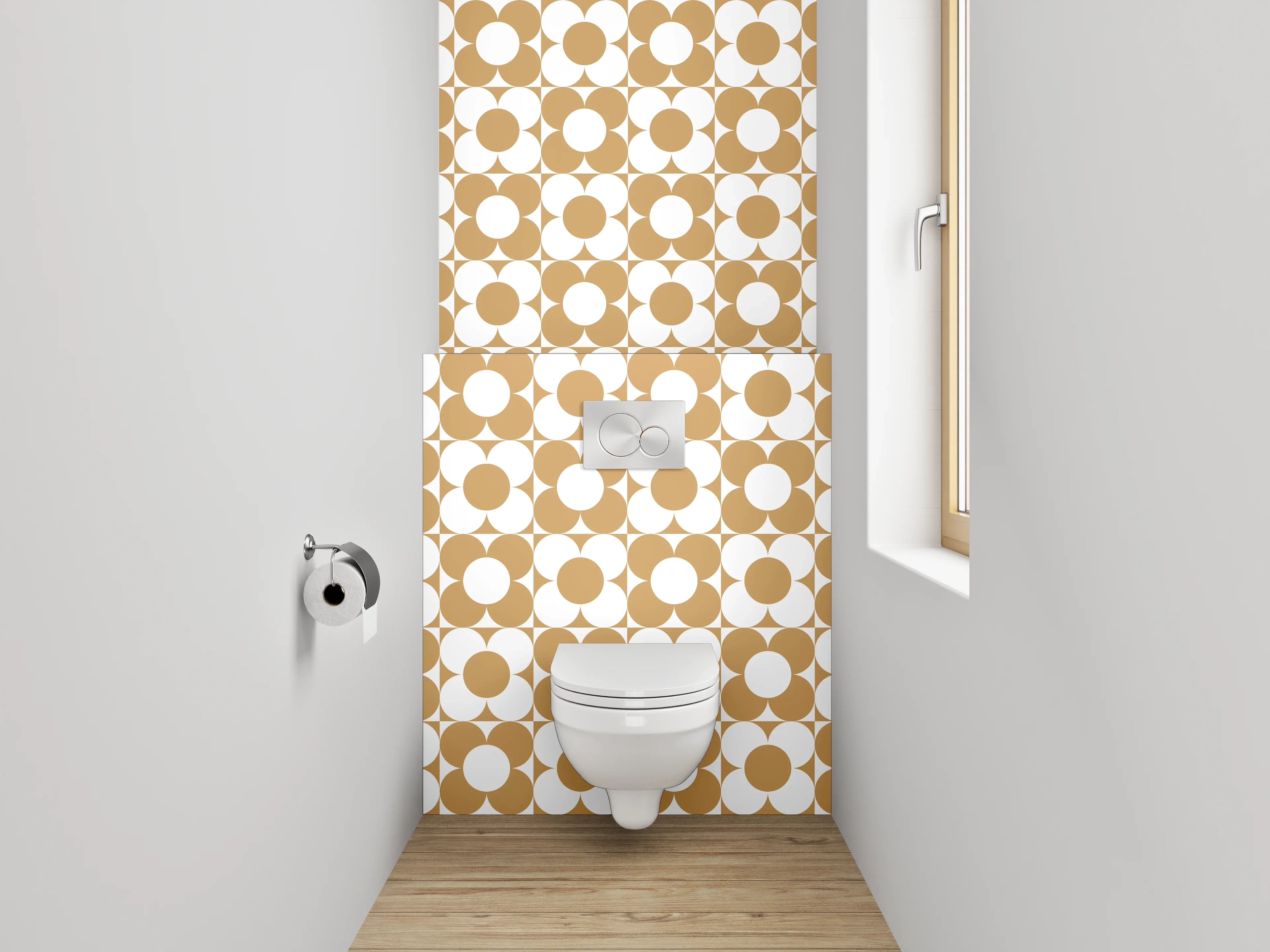 WC-Rückwand - Retro Muster Punkte Braun Weiß