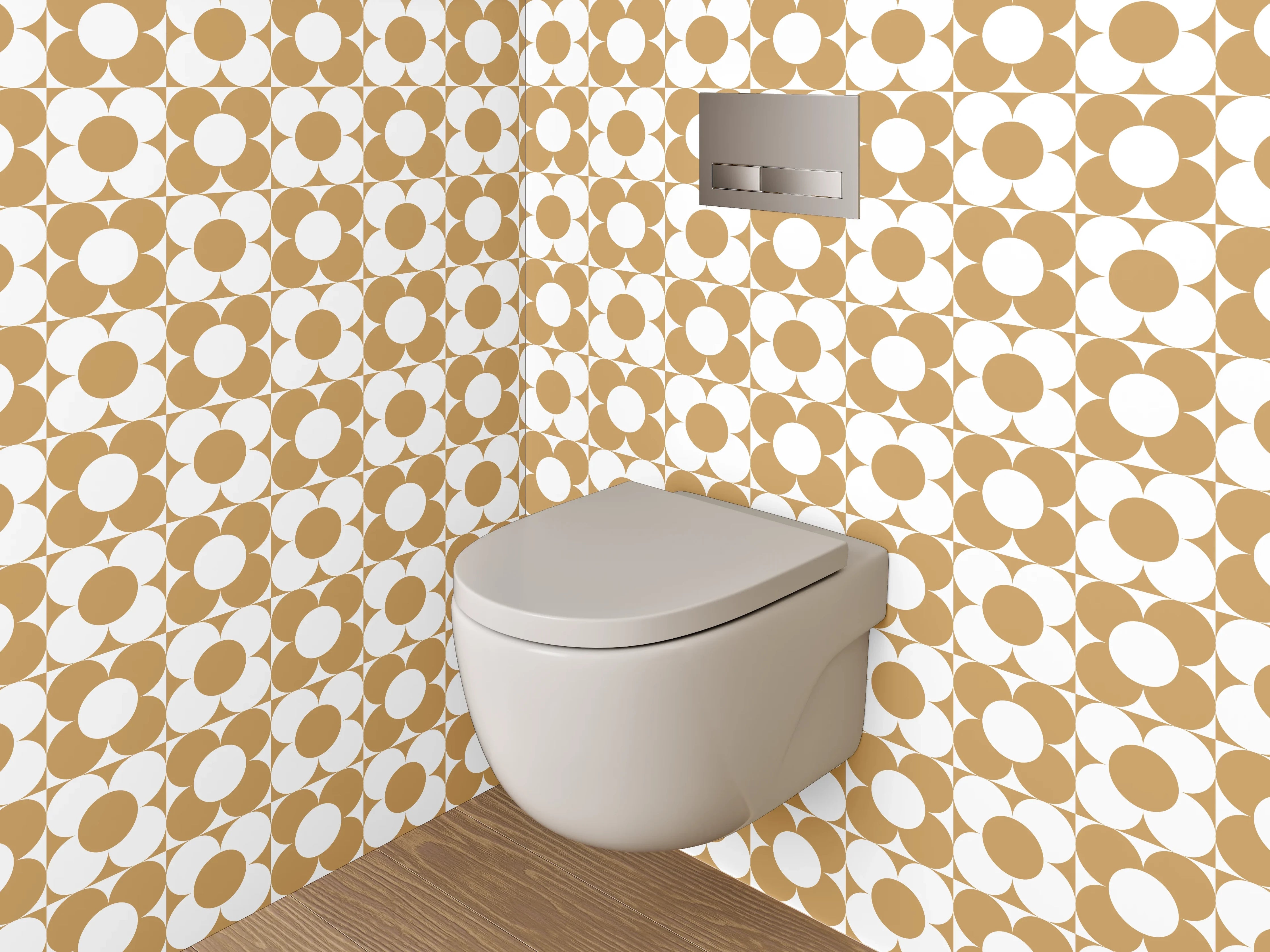WC-Rückwand - Retro Muster Punkte Braun Weiß