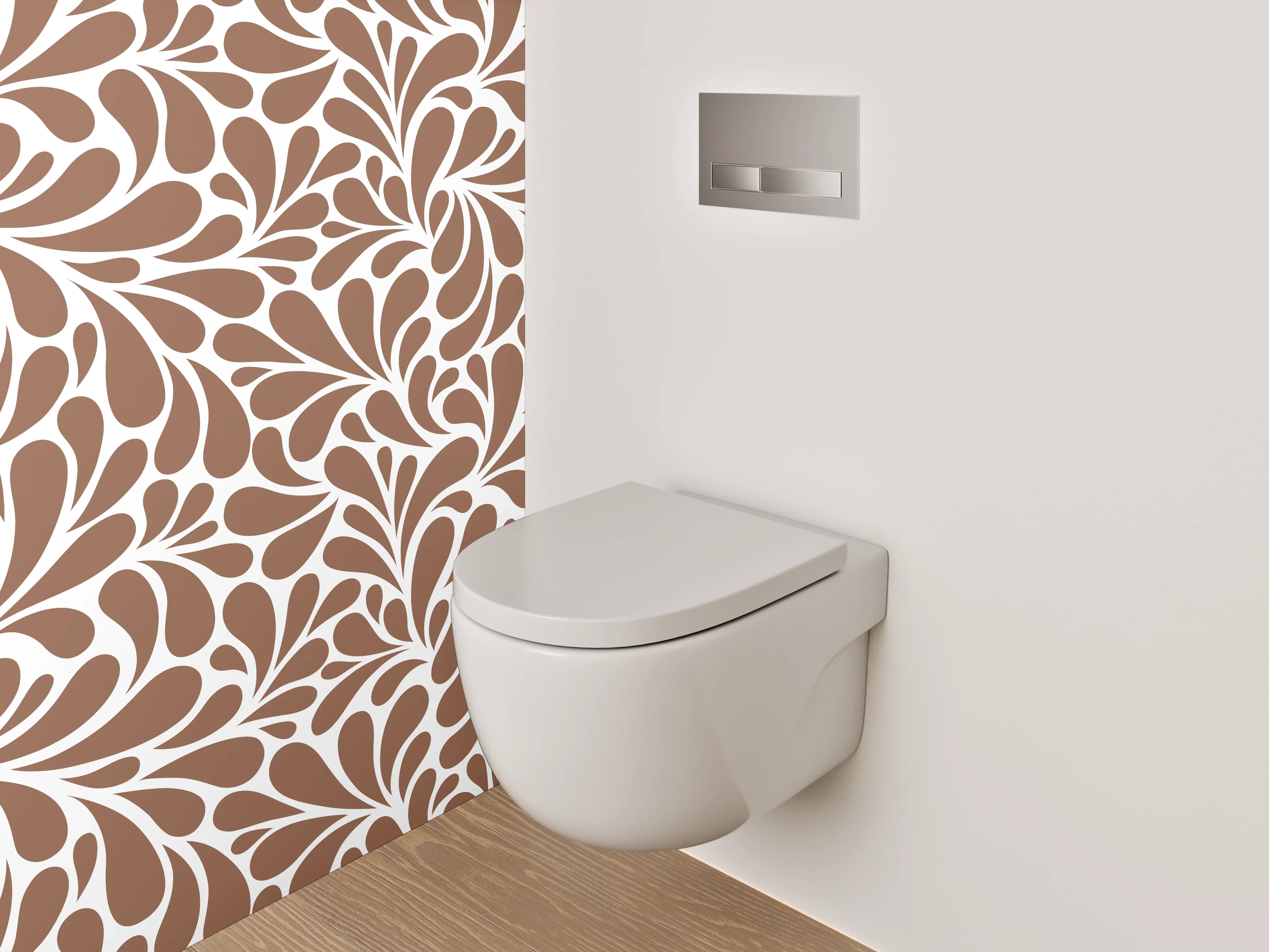 WC-Rückwand - Retro Ornament Braun Weiß Muster
