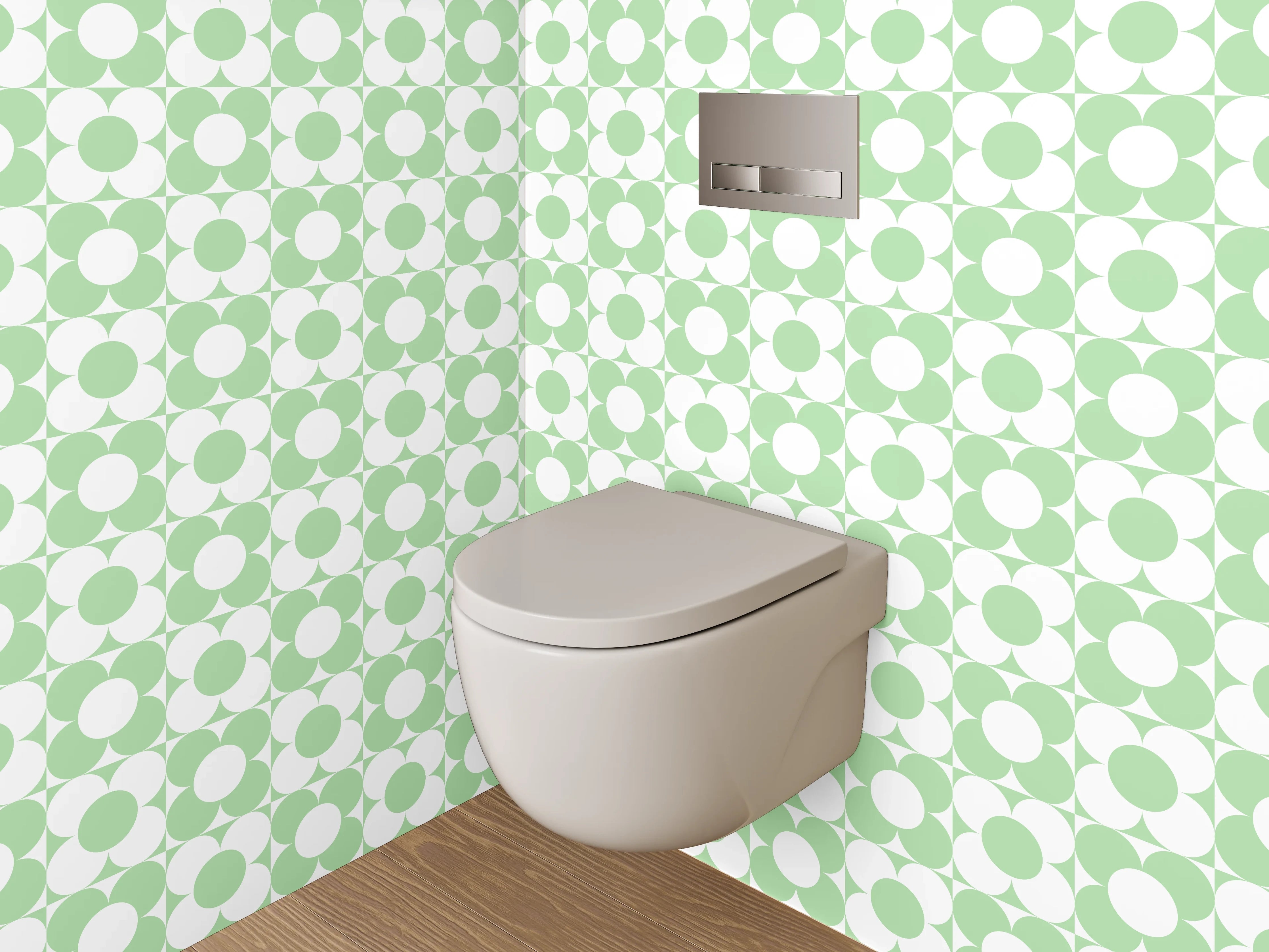 WC-Rückwand - Retro Polka Dot Muster Grün Weiß