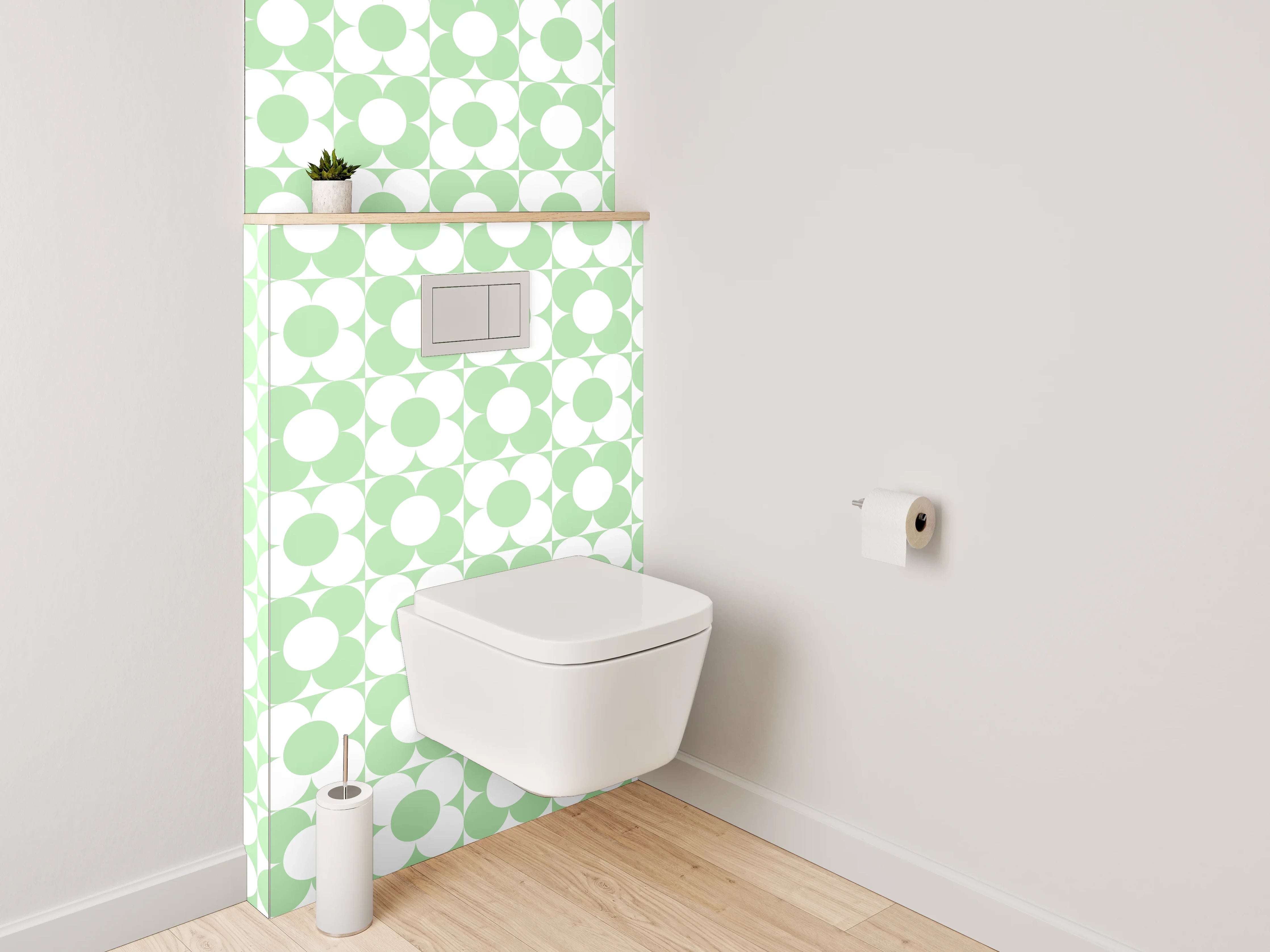 WC-Rückwand - Retro Polka Dot Muster Grün Weiß