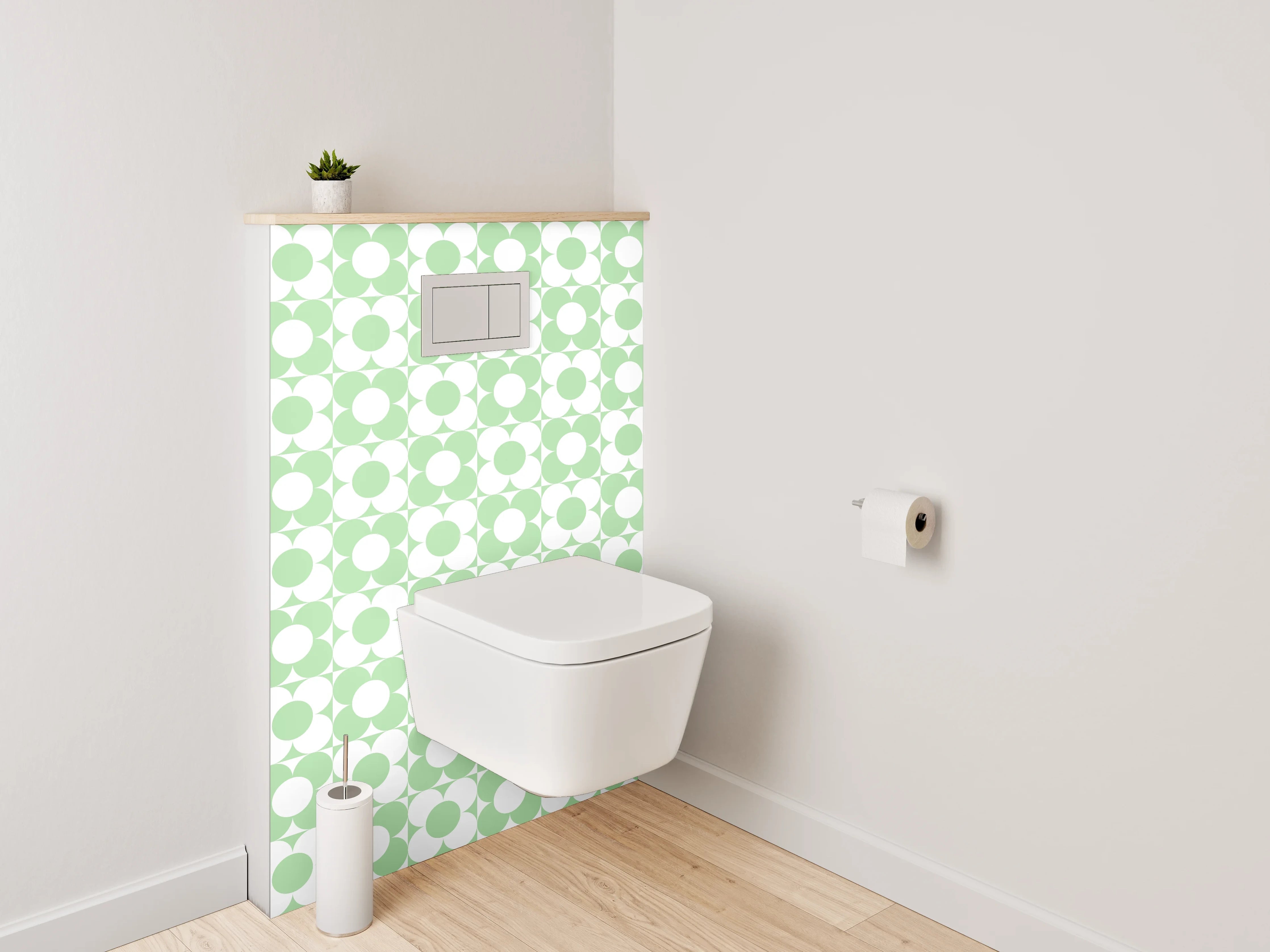 WC-Rückwand - Retro Polka Dot Muster Grün Weiß