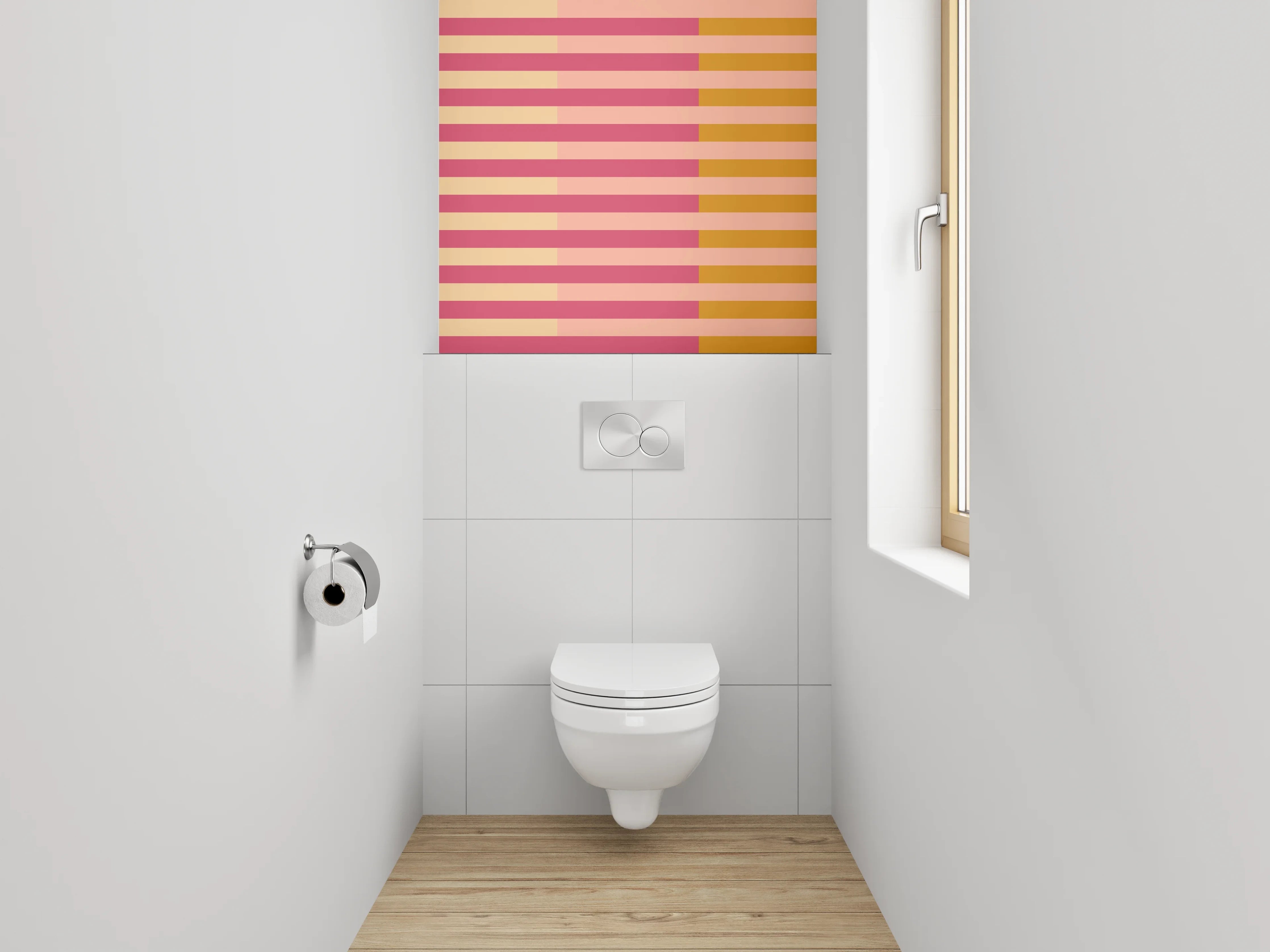 WC-Rückwand - Retro Streifen Design Rosa Orange