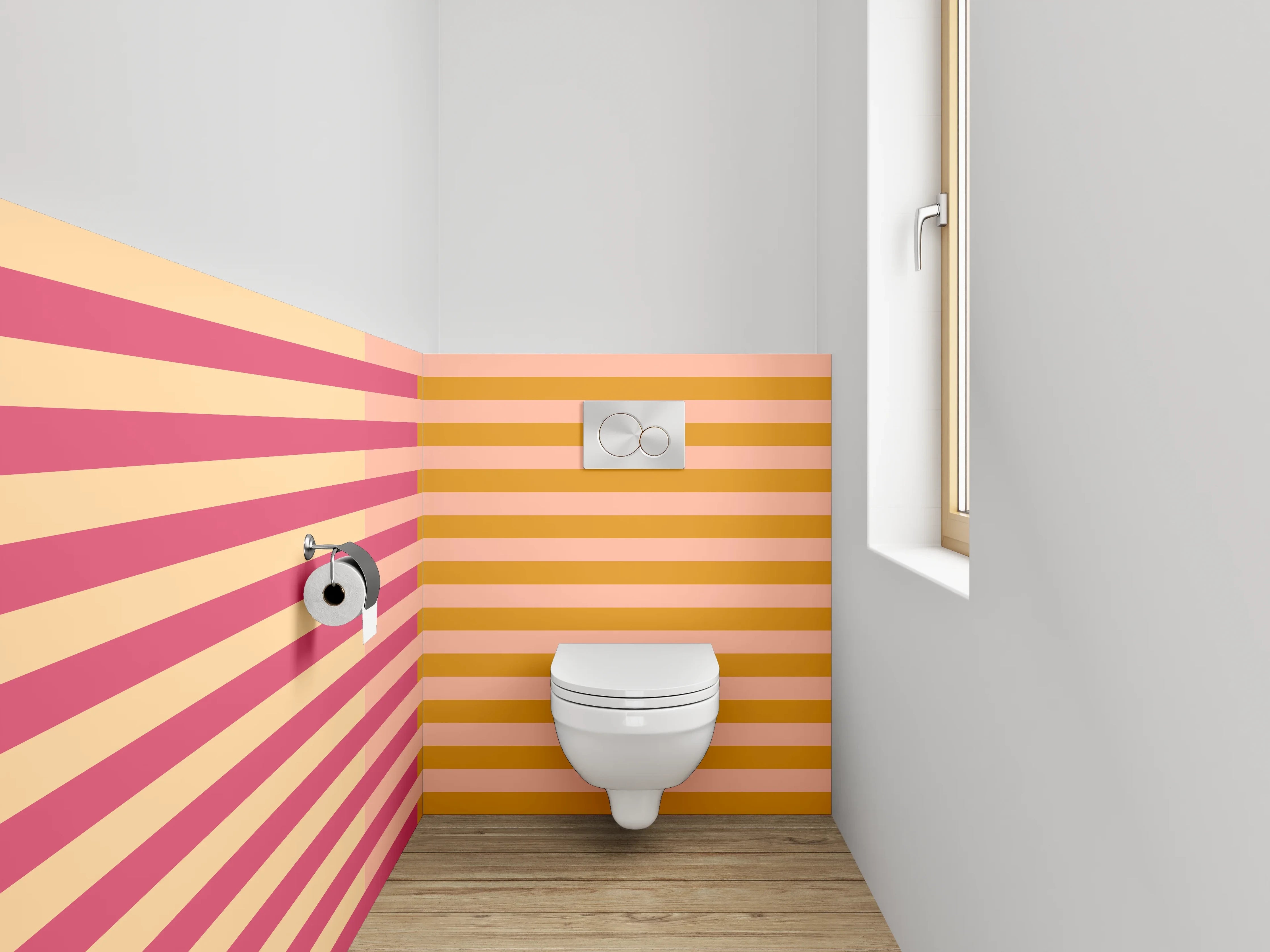 WC-Rückwand - Retro Streifen Design Rosa Orange