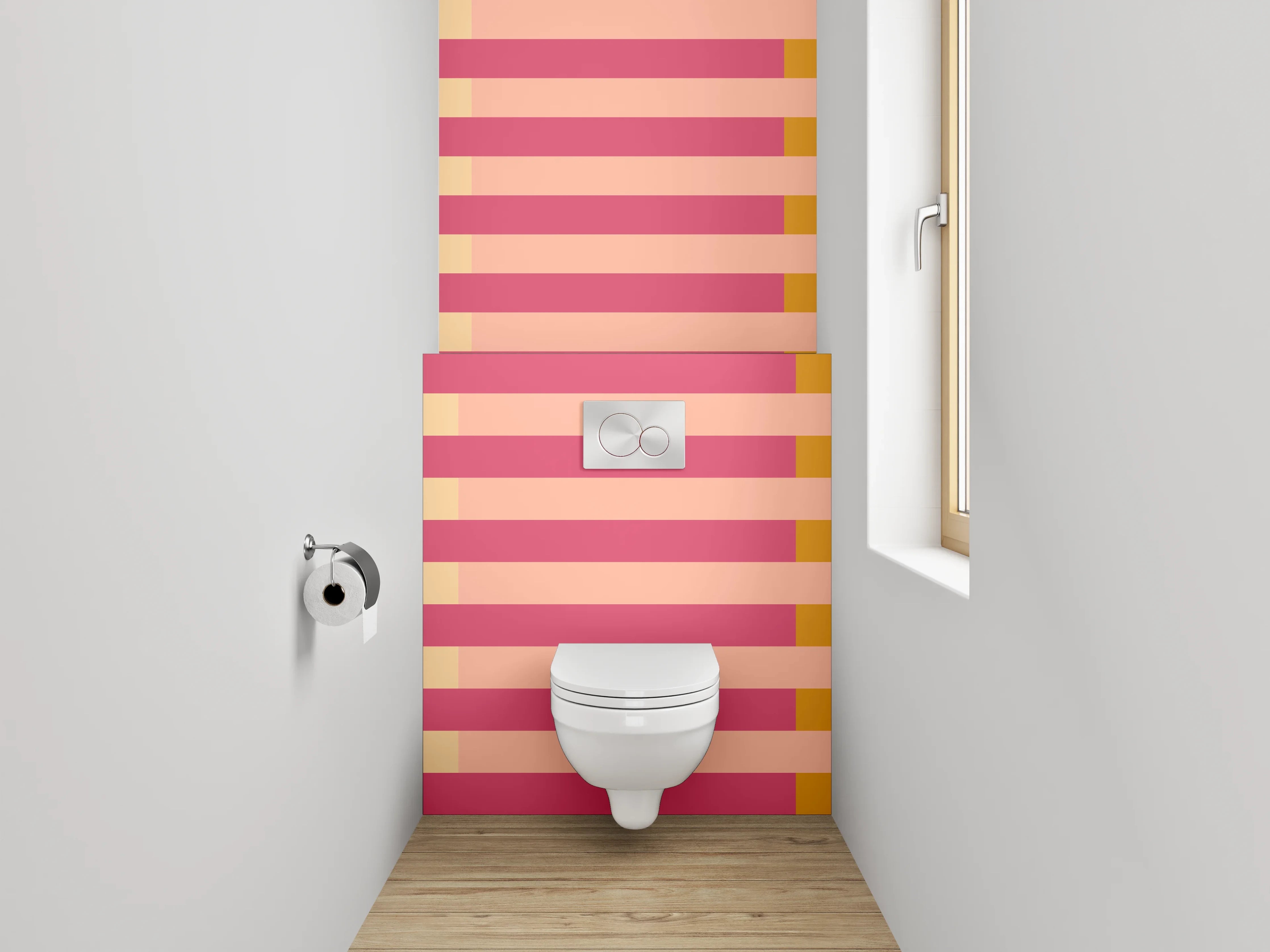 WC-Rückwand - Retro Streifen Design Rosa Orange