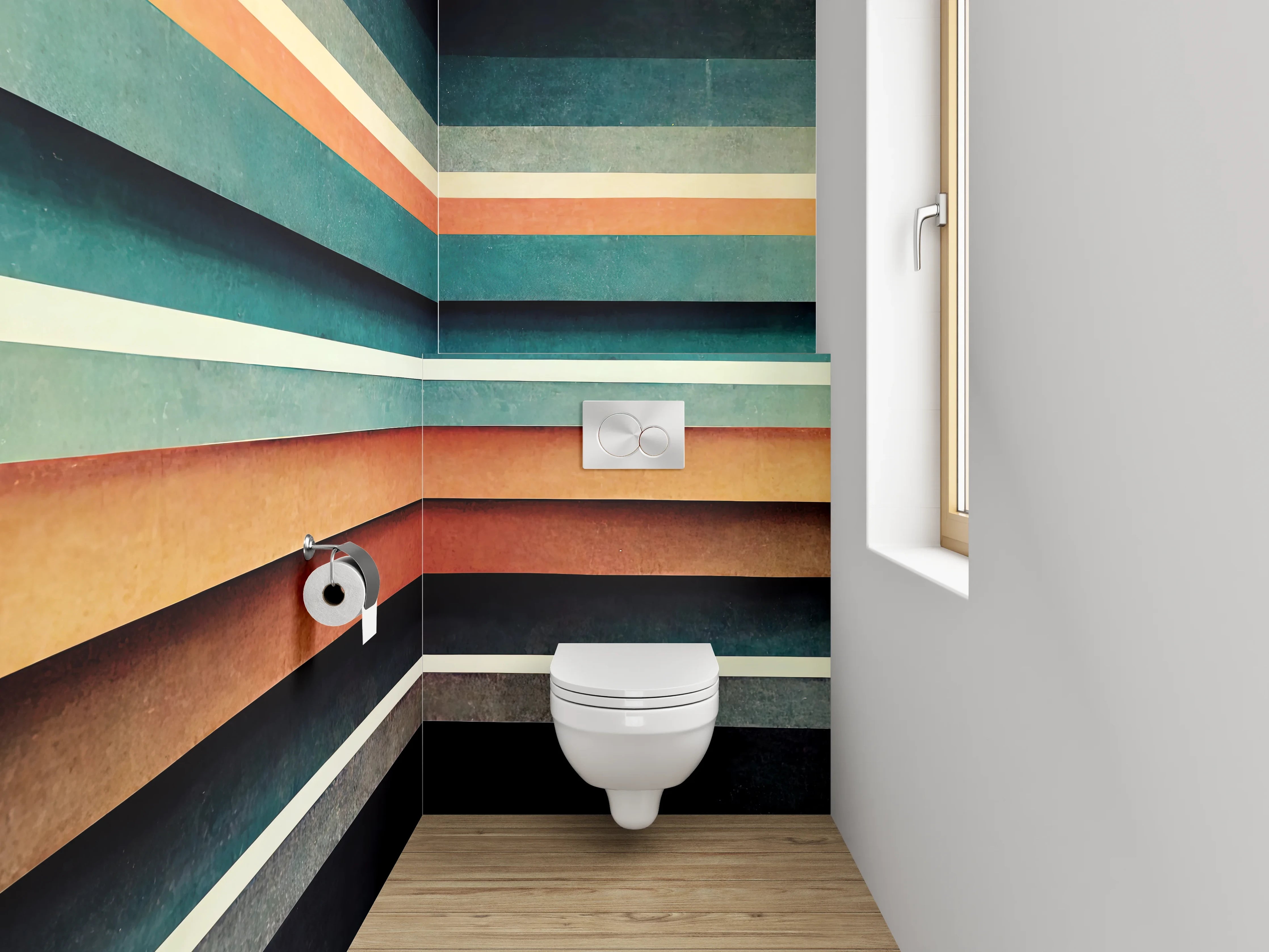 WC-Rückwand - Retro Streifen Grafik Design