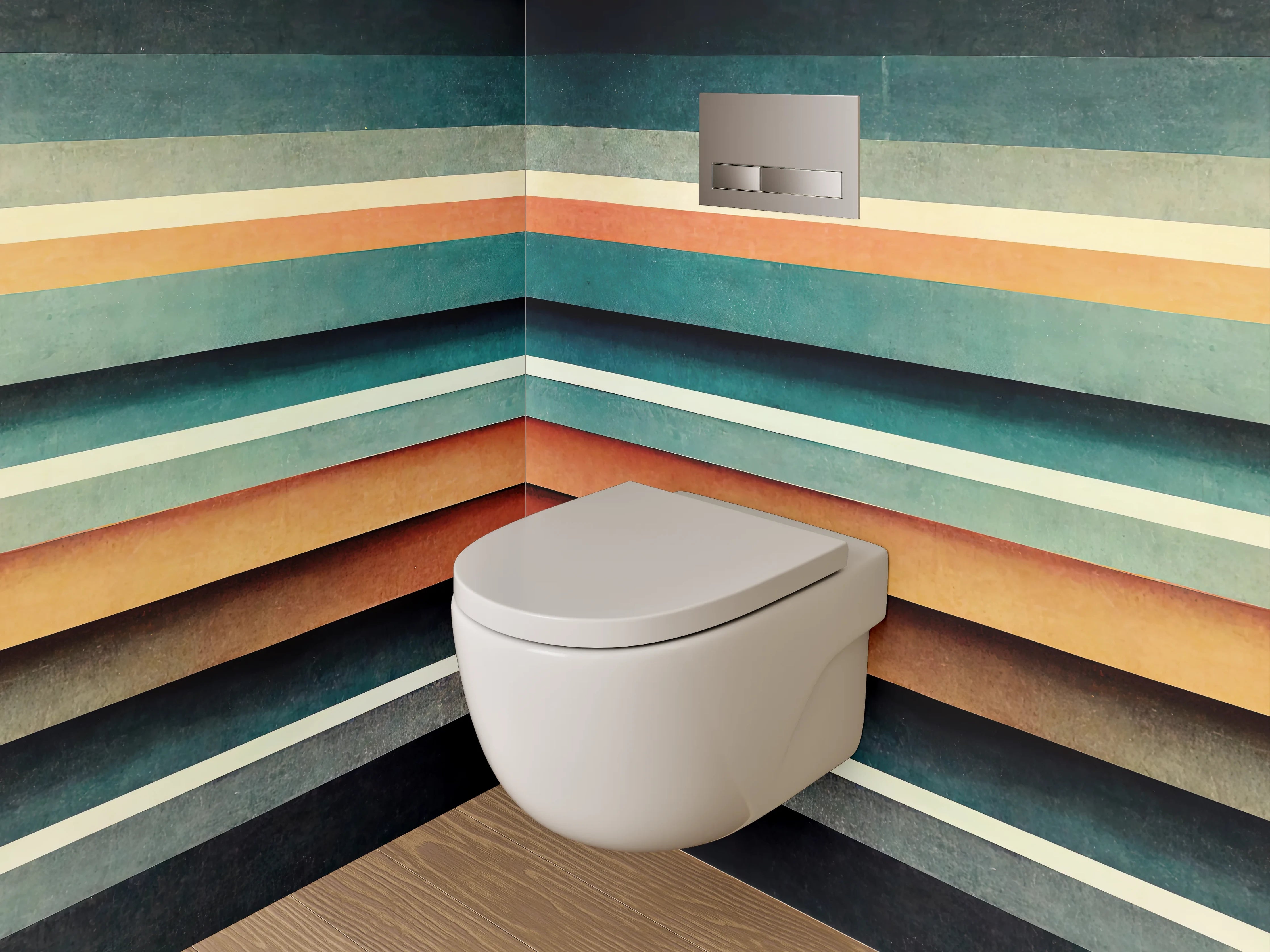 WC-Rückwand - Retro Streifen Grafik Design