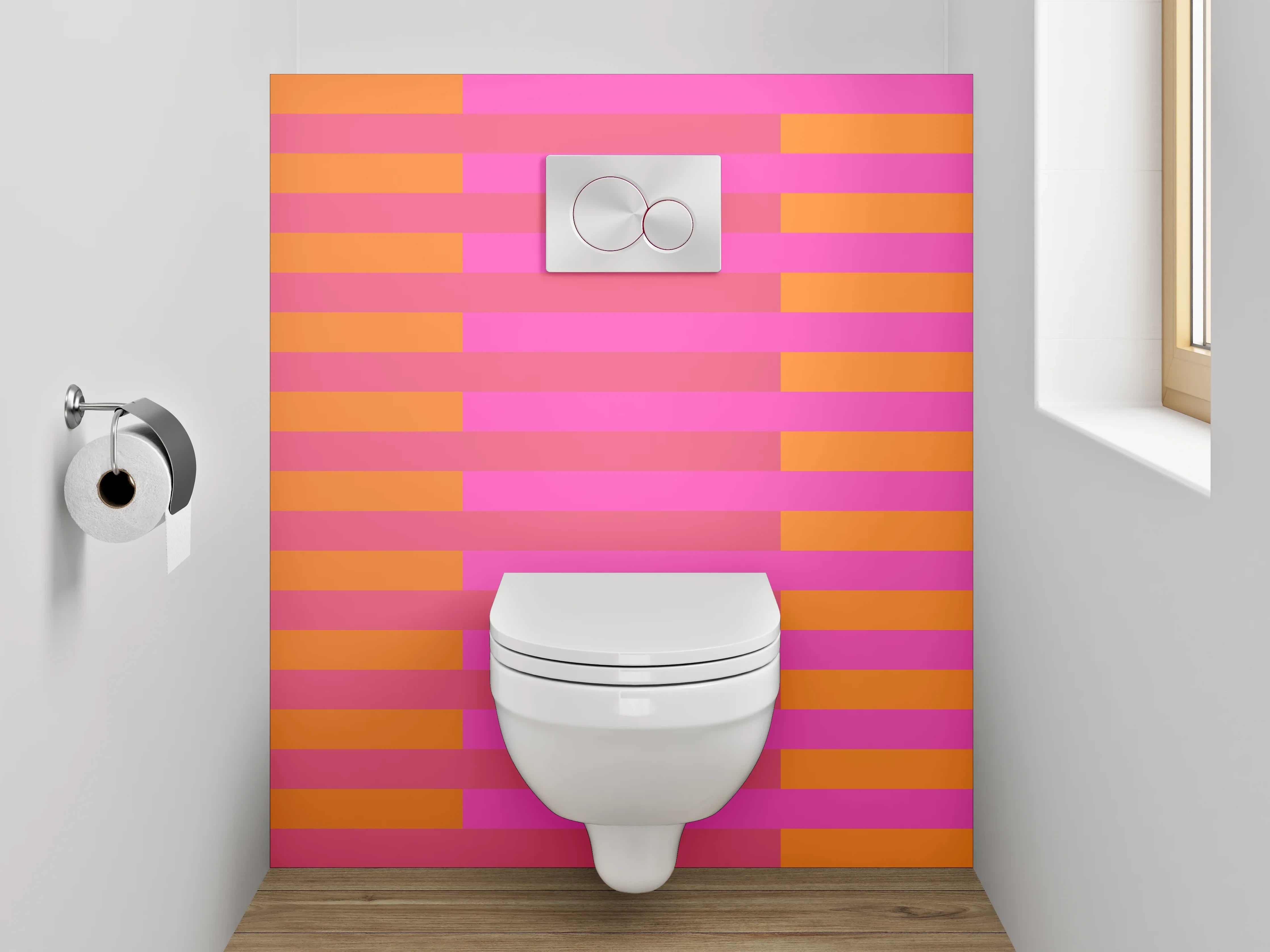 WC-Rückwand - Retro Streifenmuster Pink Orange