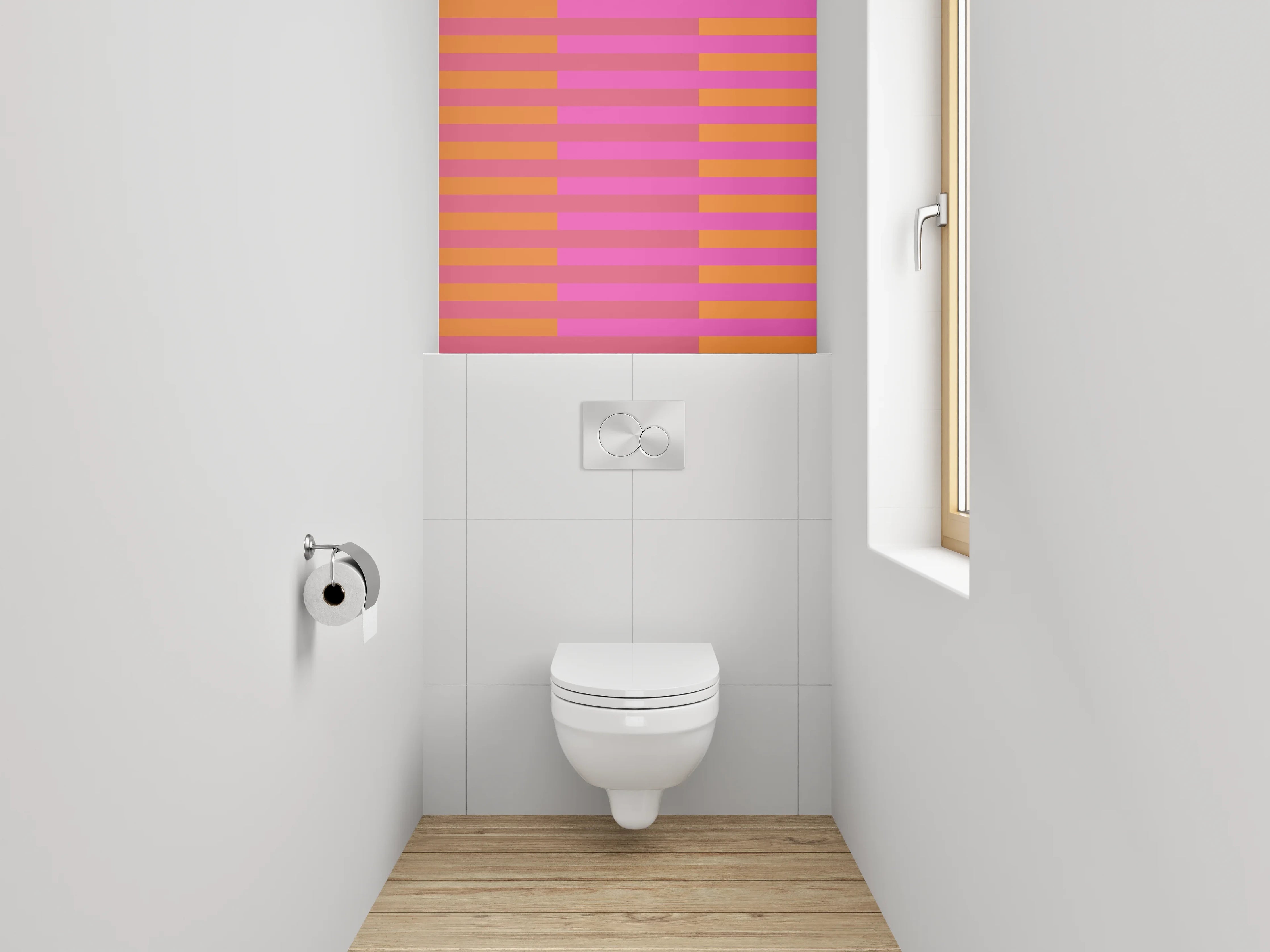 WC-Rückwand - Retro Streifenmuster Pink Orange