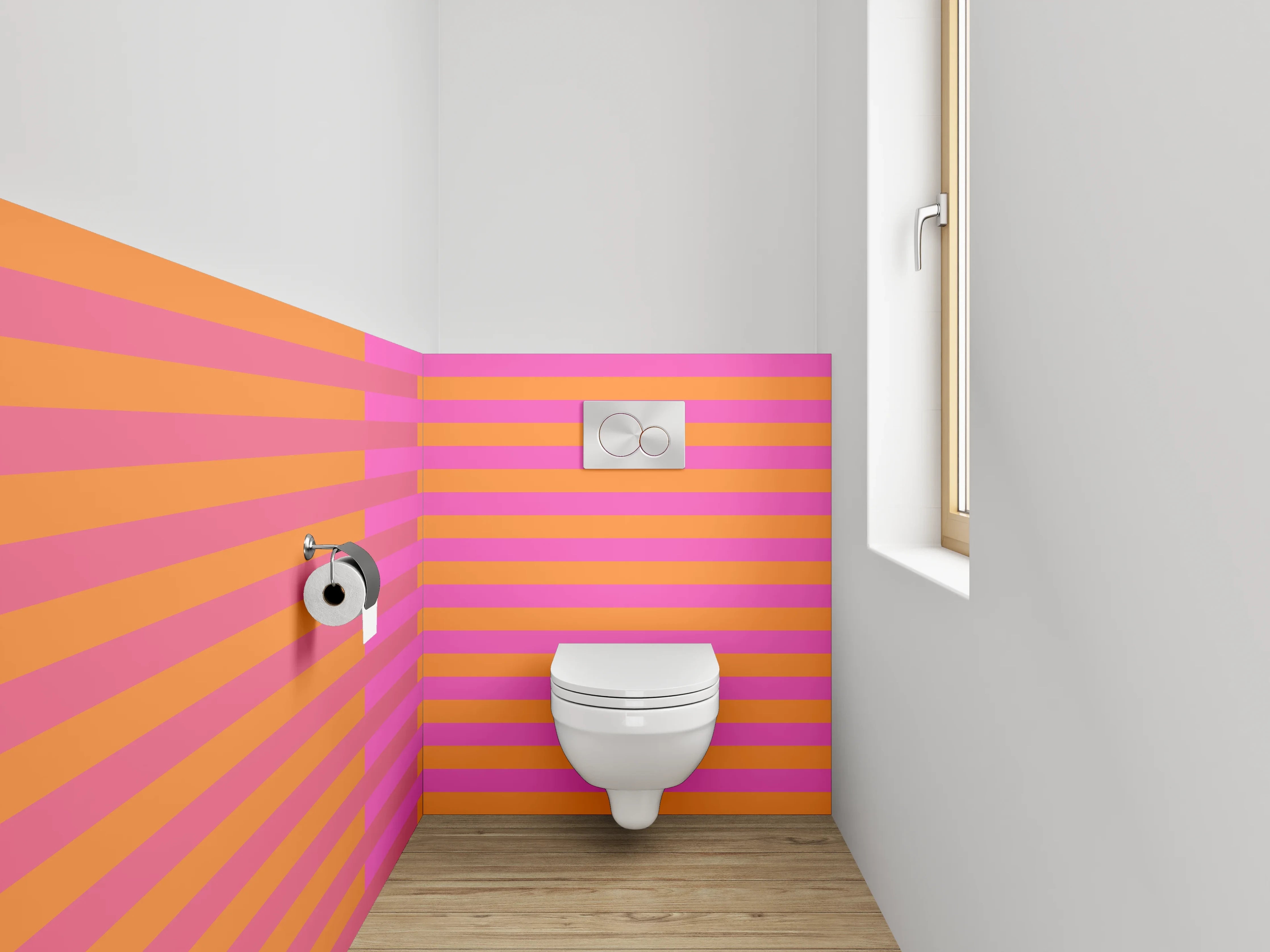 WC-Rückwand - Retro Streifenmuster Pink Orange
