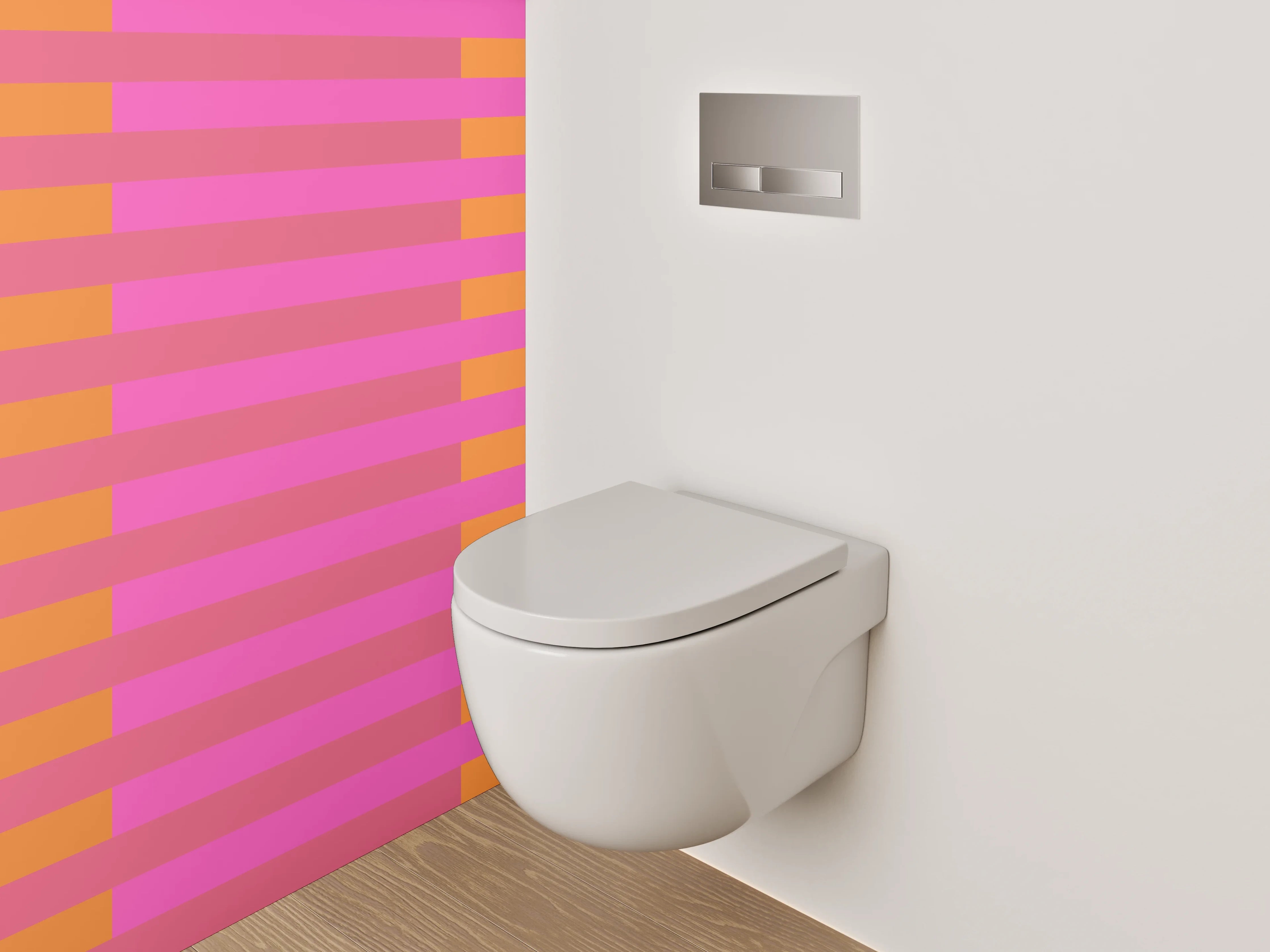 WC-Rückwand - Retro Streifenmuster Pink Orange