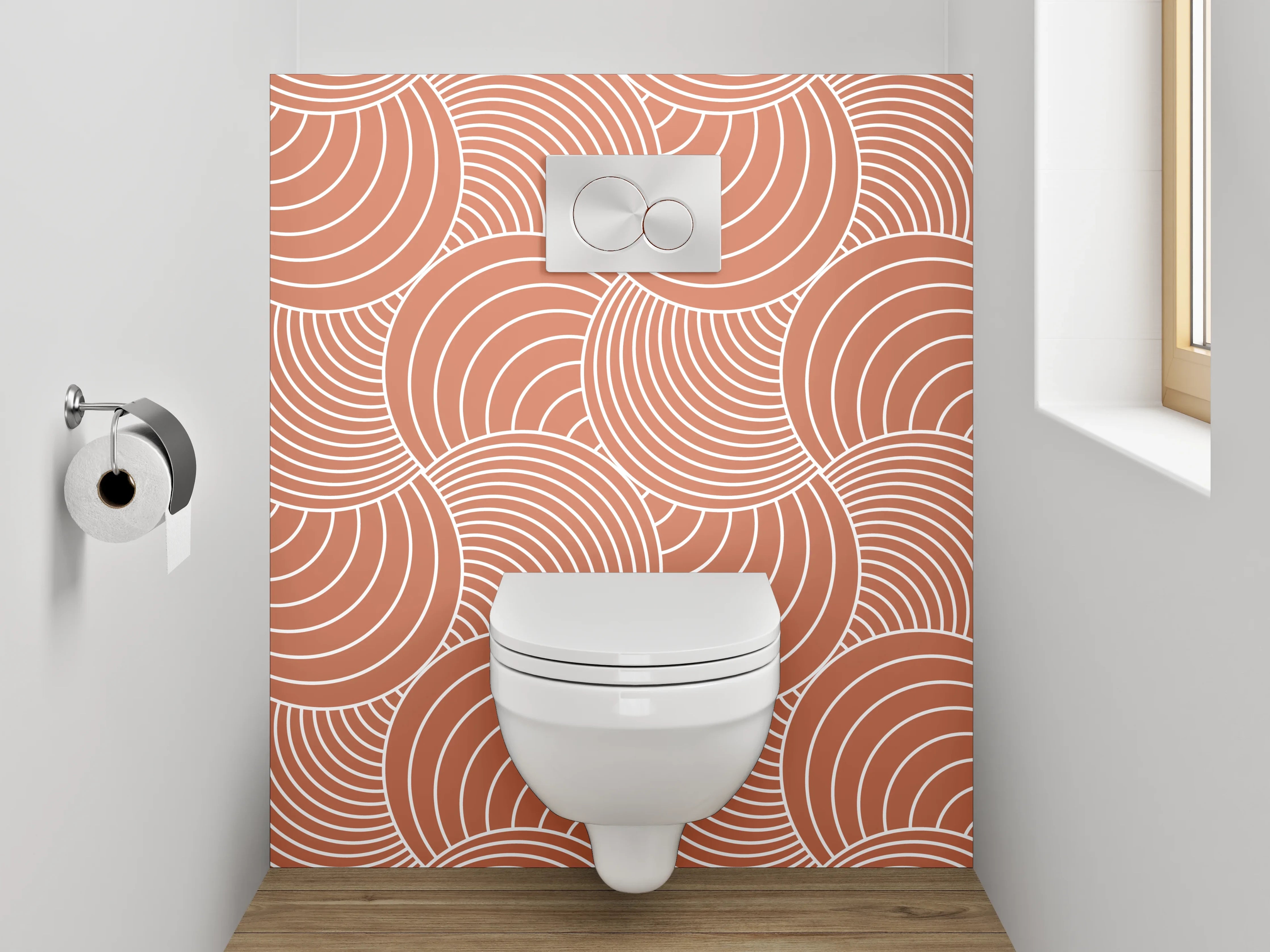 WC-Rückwand - Retro Wellenmuster Beige Minimal