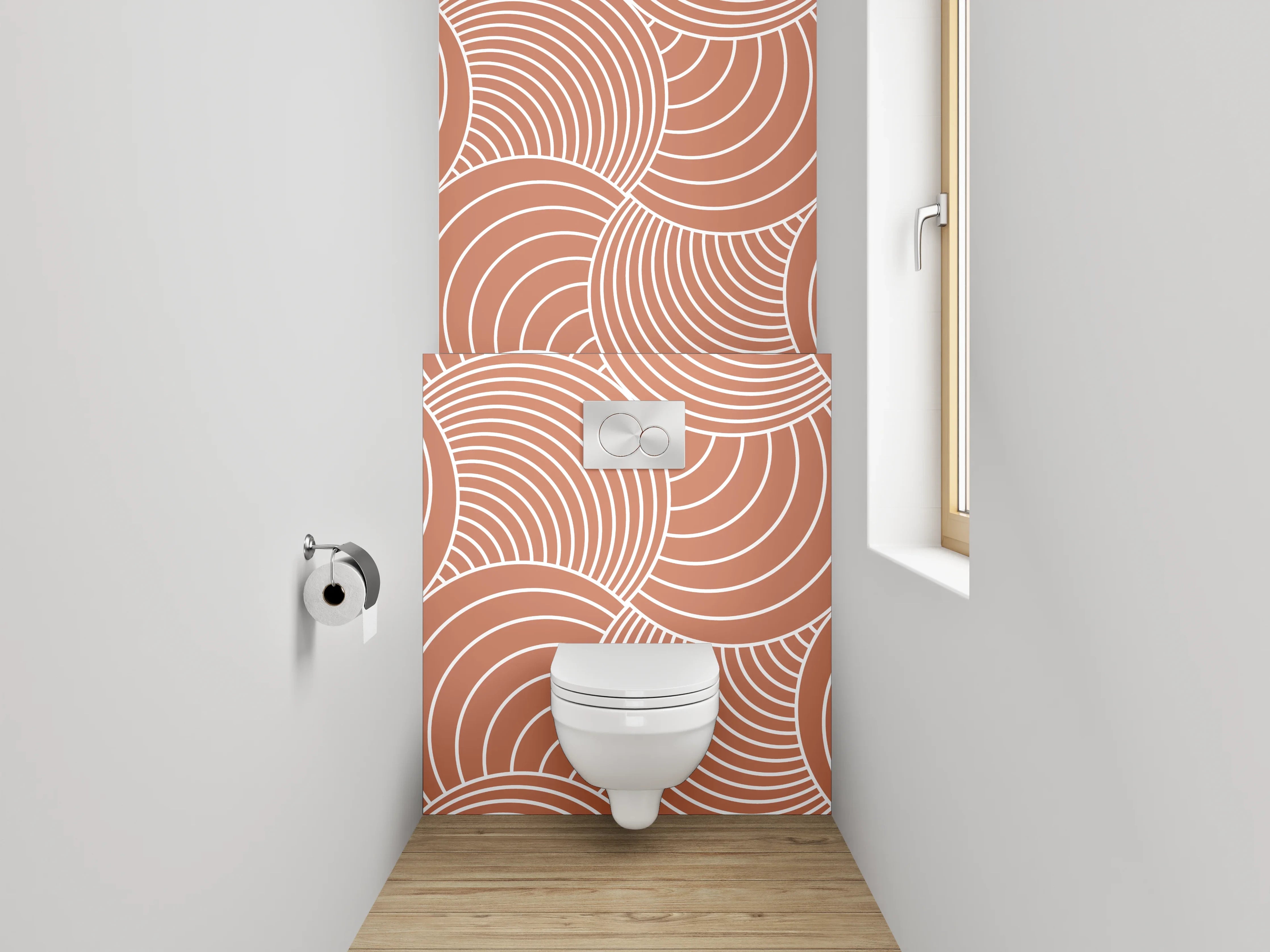 WC-Rückwand - Retro Wellenmuster Beige Minimal