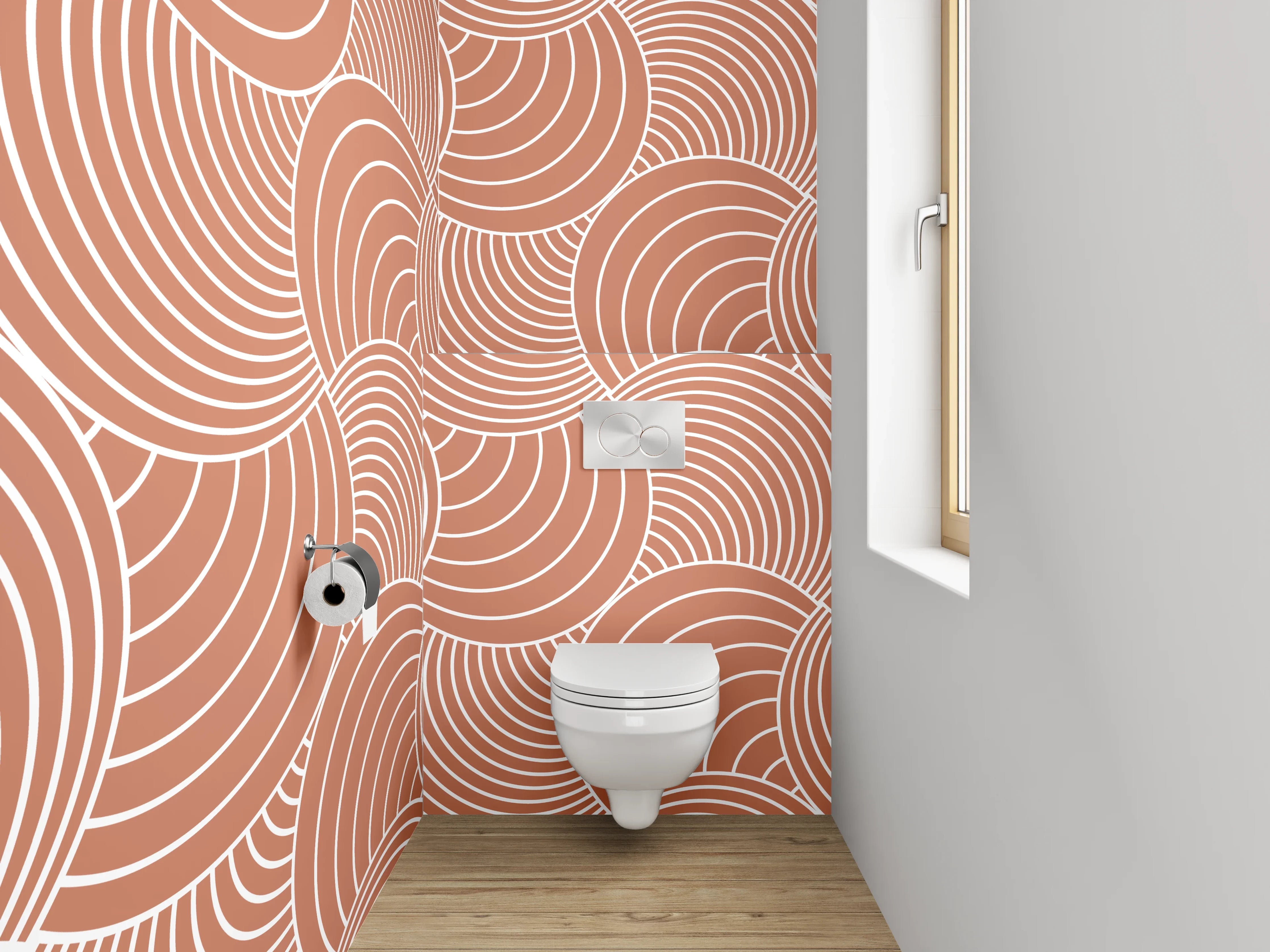 WC-Rückwand - Retro Wellenmuster Beige Minimal