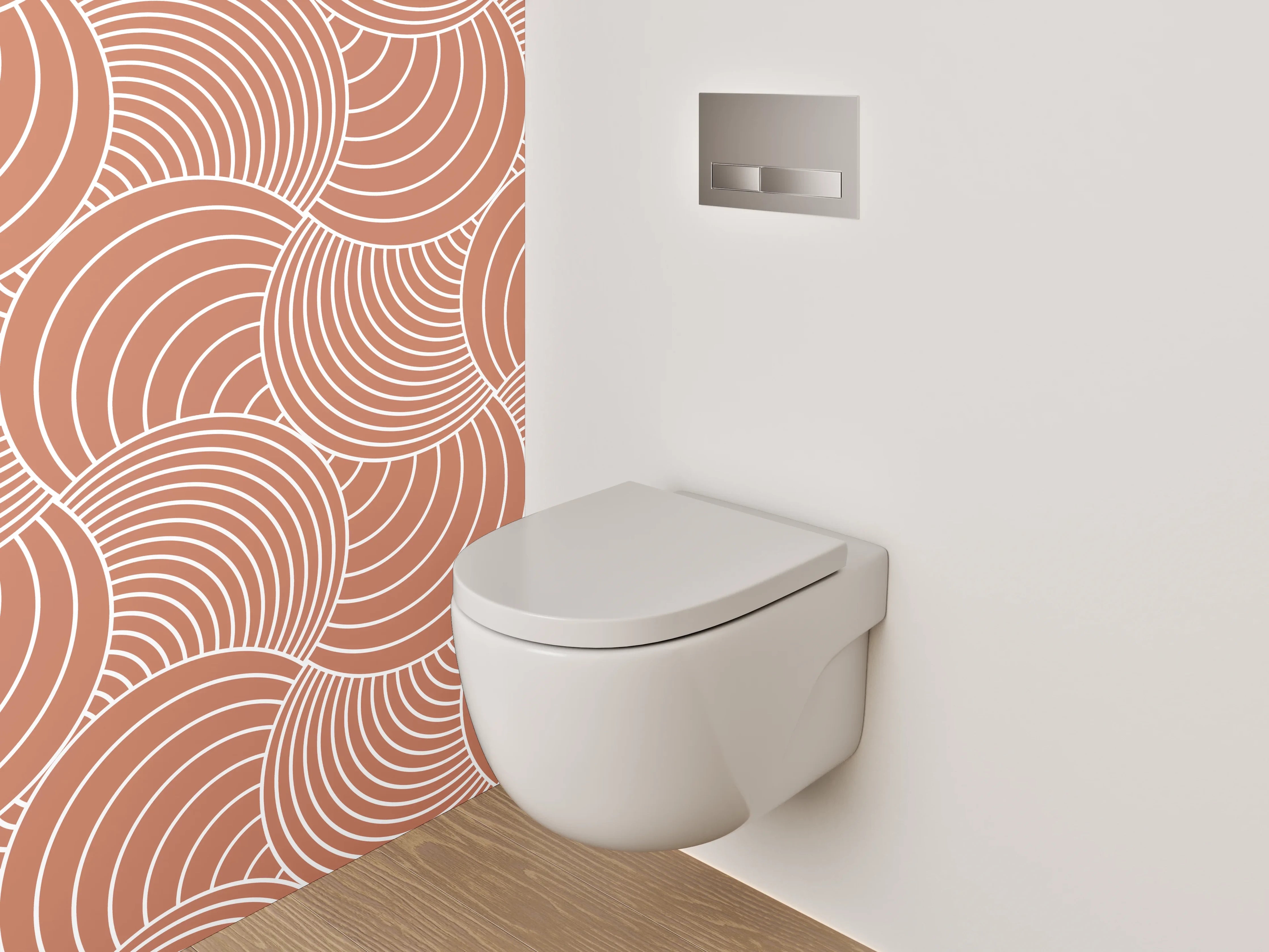 WC-Rückwand - Retro Wellenmuster Beige Minimal