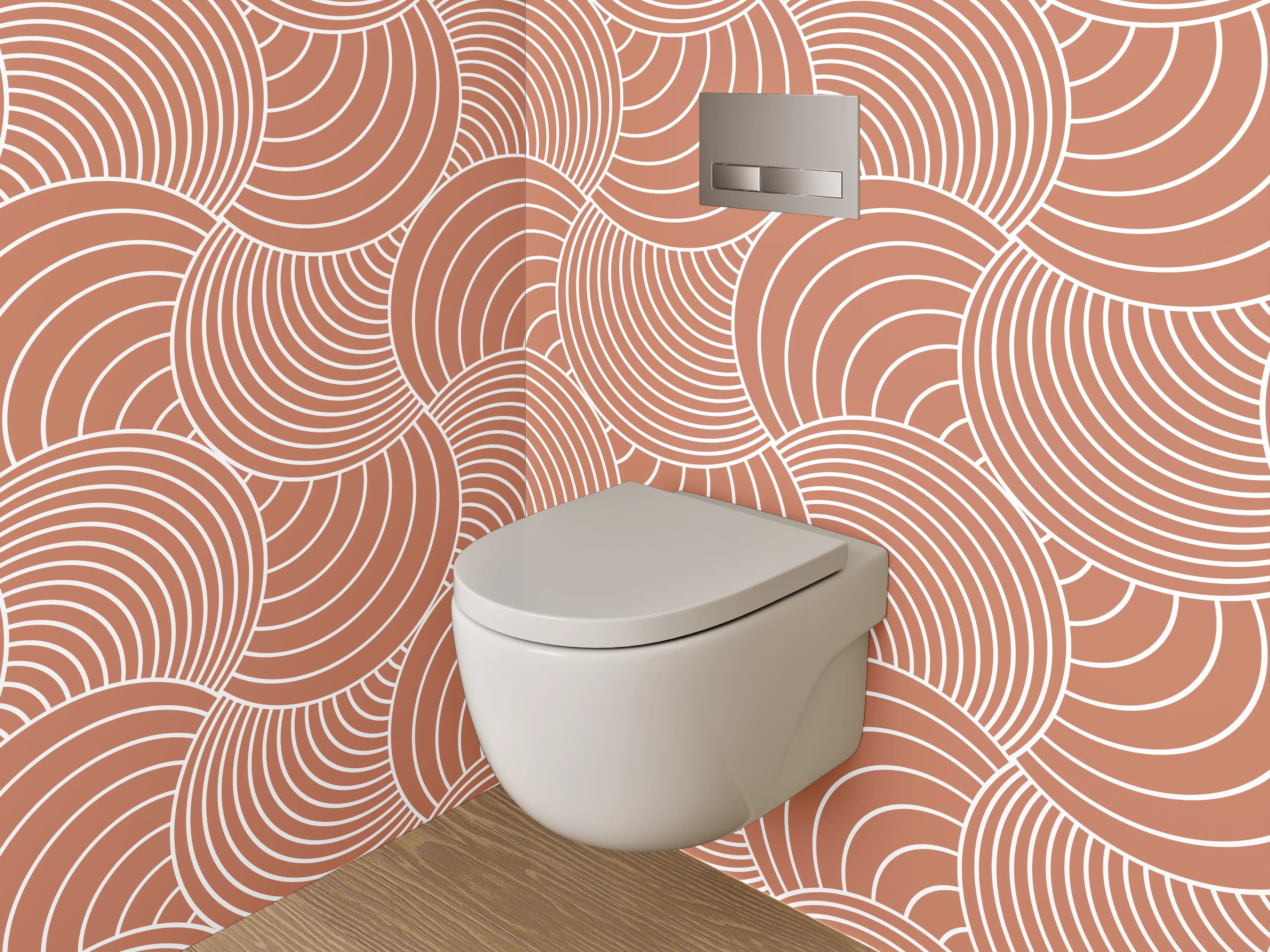 WC-Rückwand - Retro Wellenmuster Beige Minimal