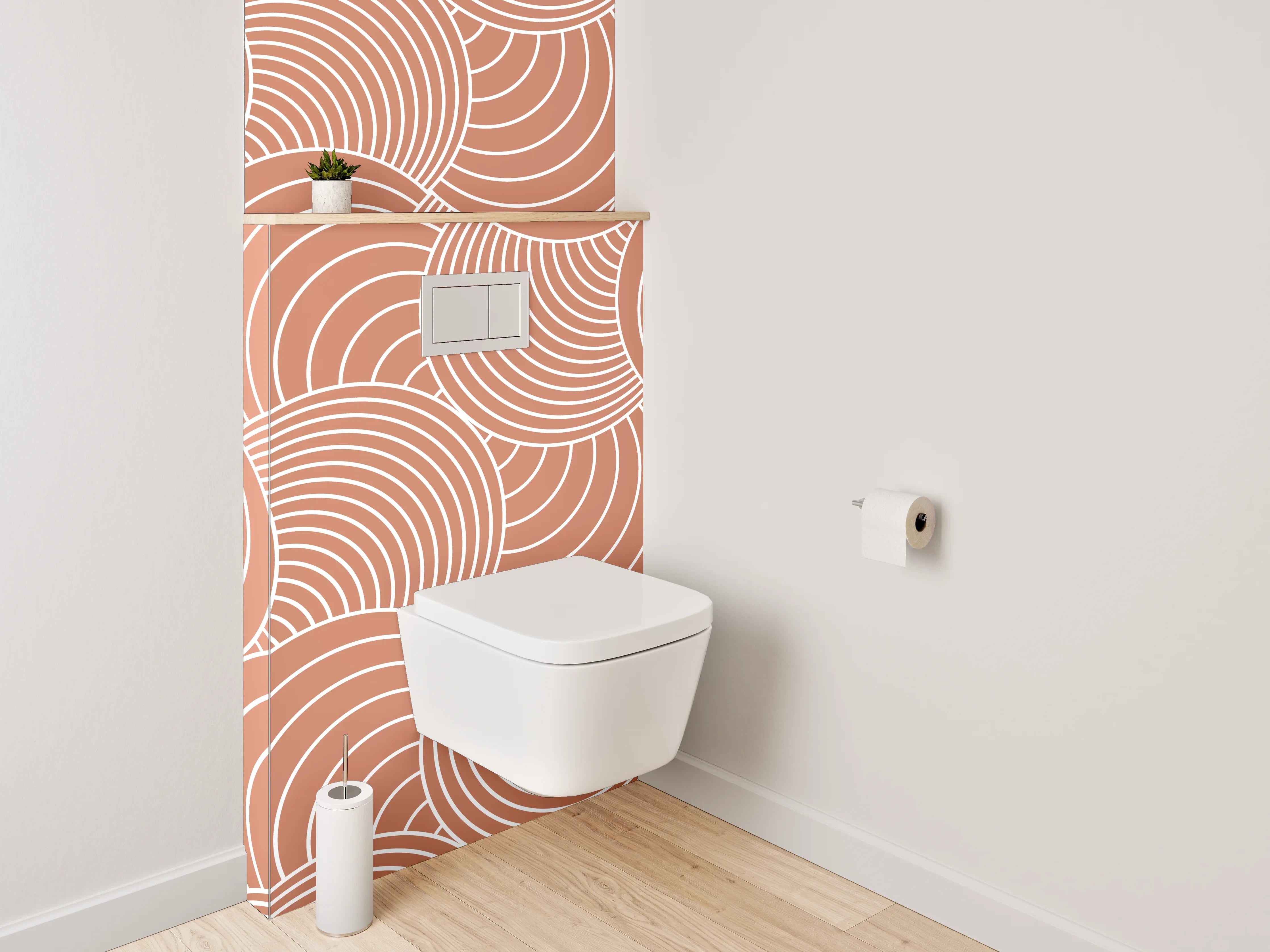 WC-Rückwand - Retro Wellenmuster Beige Minimal
