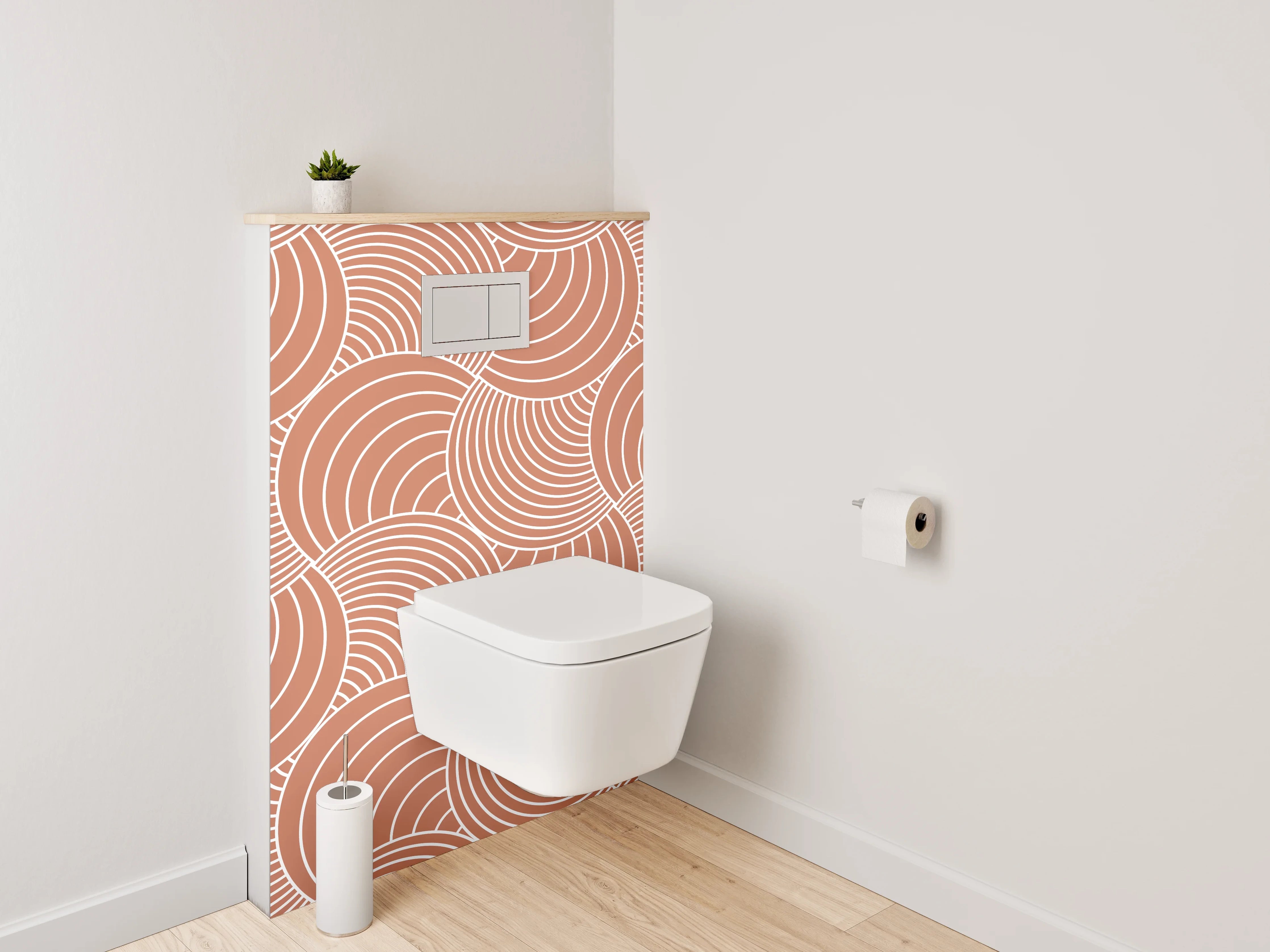 WC-Rückwand - Retro Wellenmuster Beige Minimal