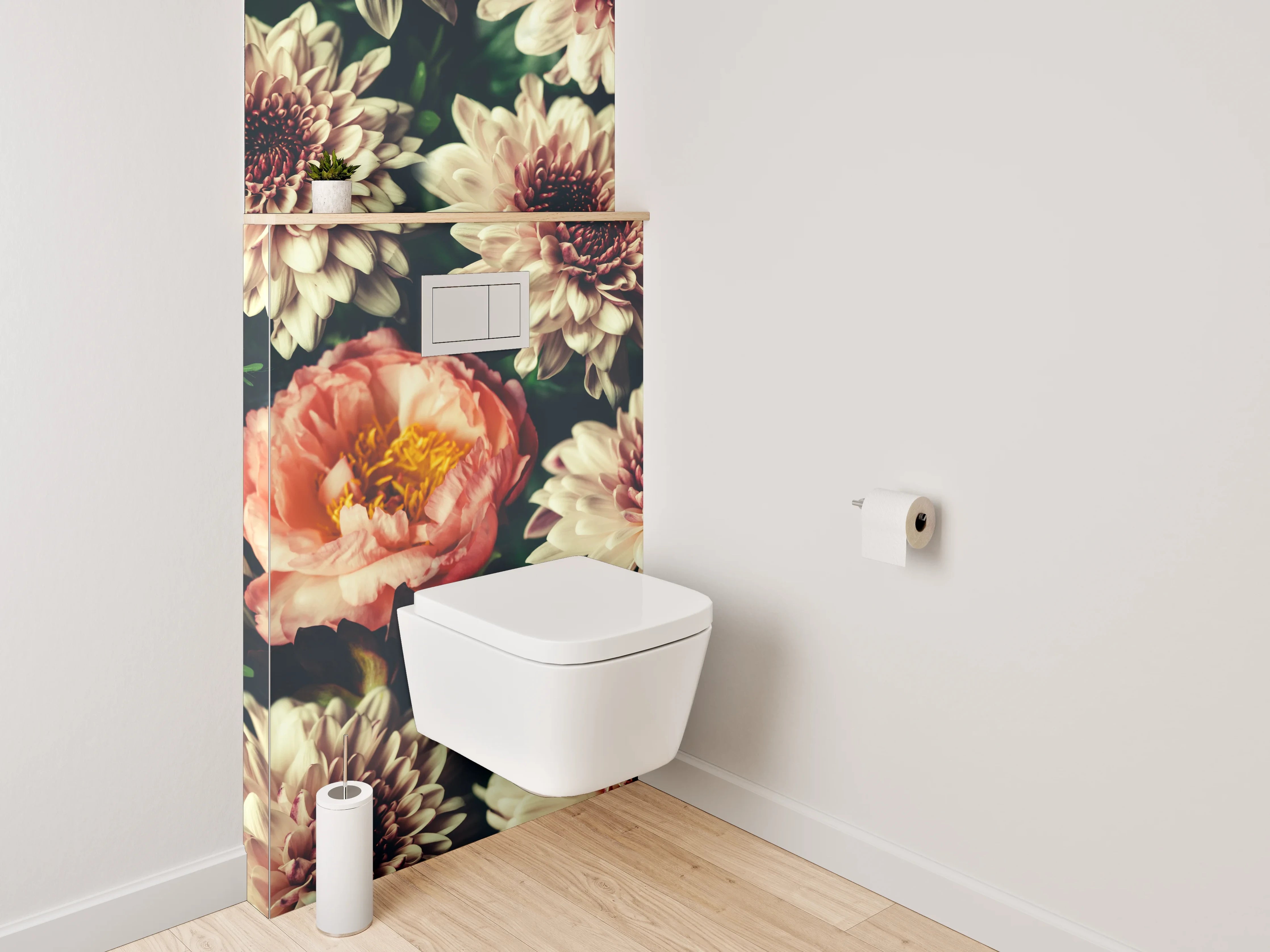 WC-Rückwand - Romantische Blumenpracht für dein Bad