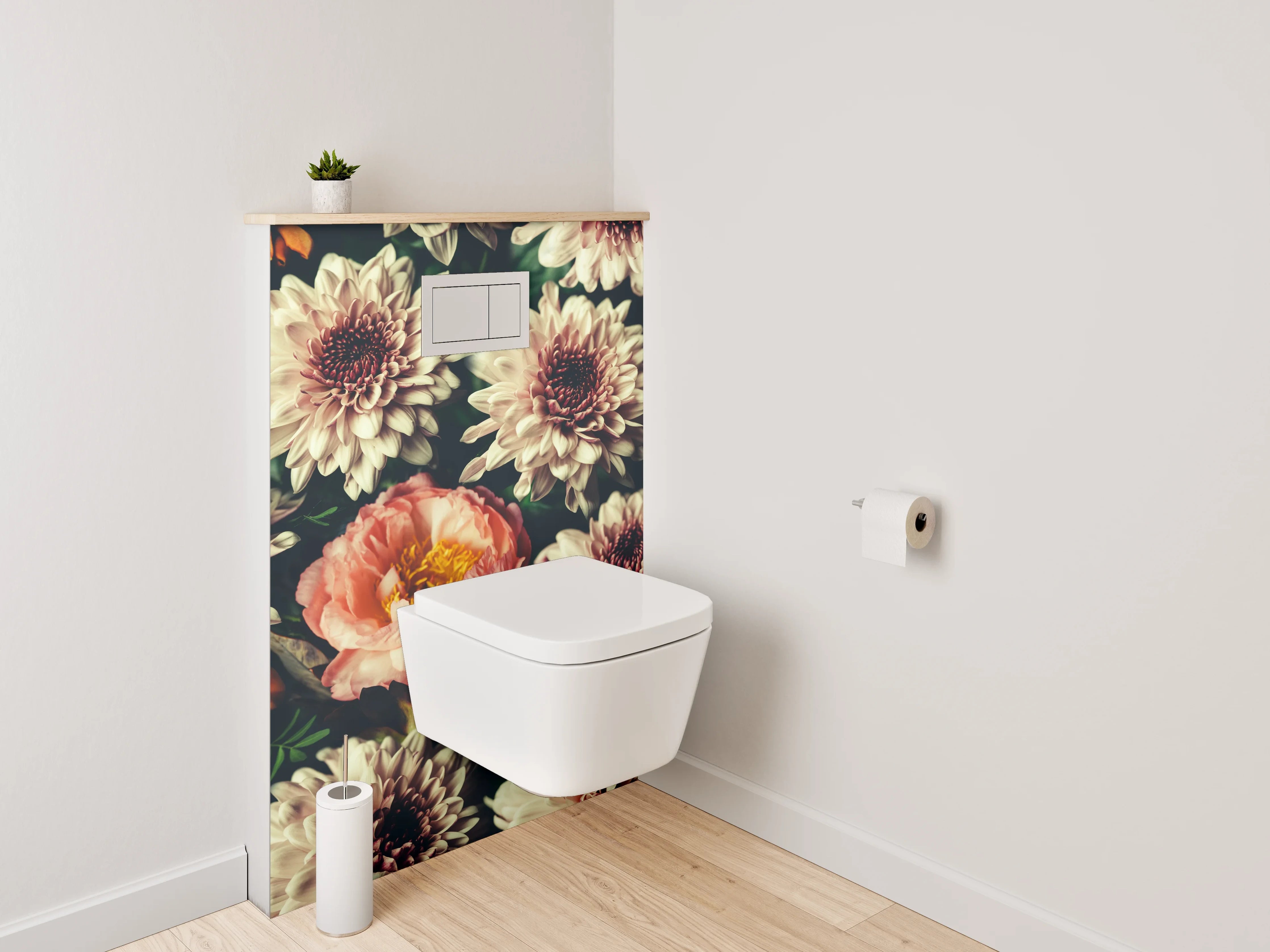 WC-Rückwand - Romantische Blumenpracht für dein Bad