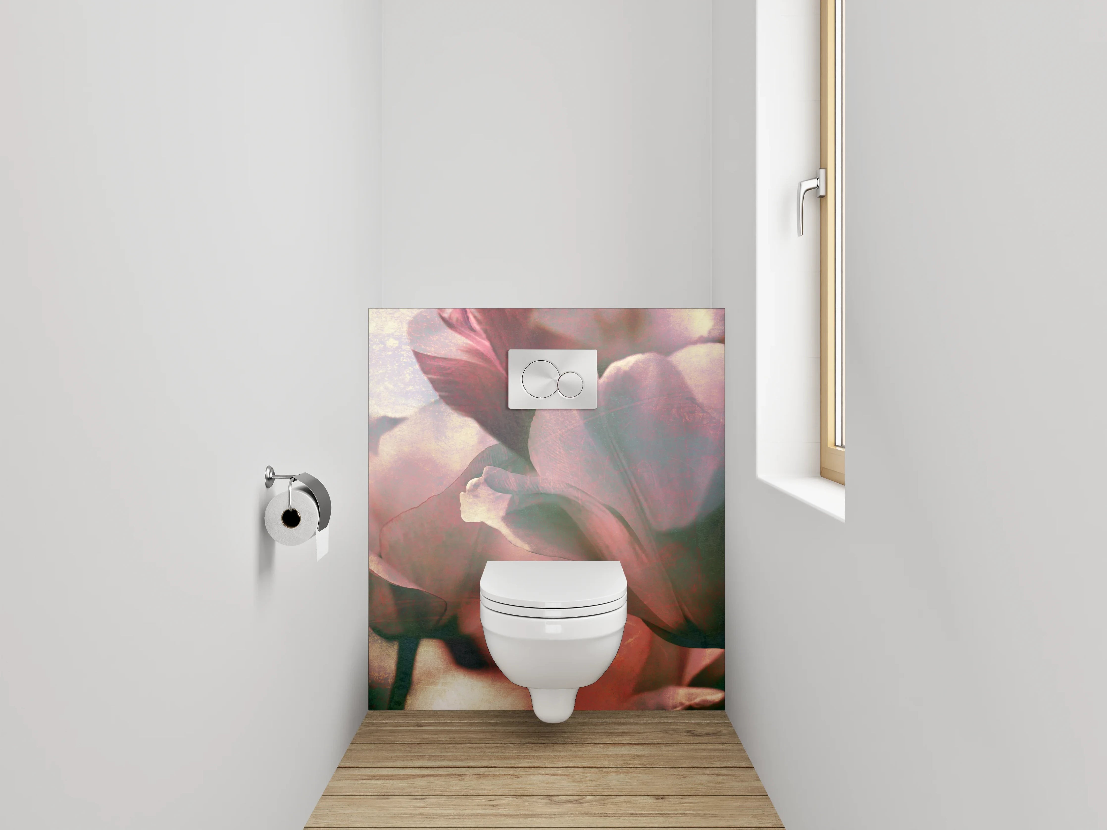 WC-Rückwand - Romantische Pastell-Tulpen im Gegenlicht