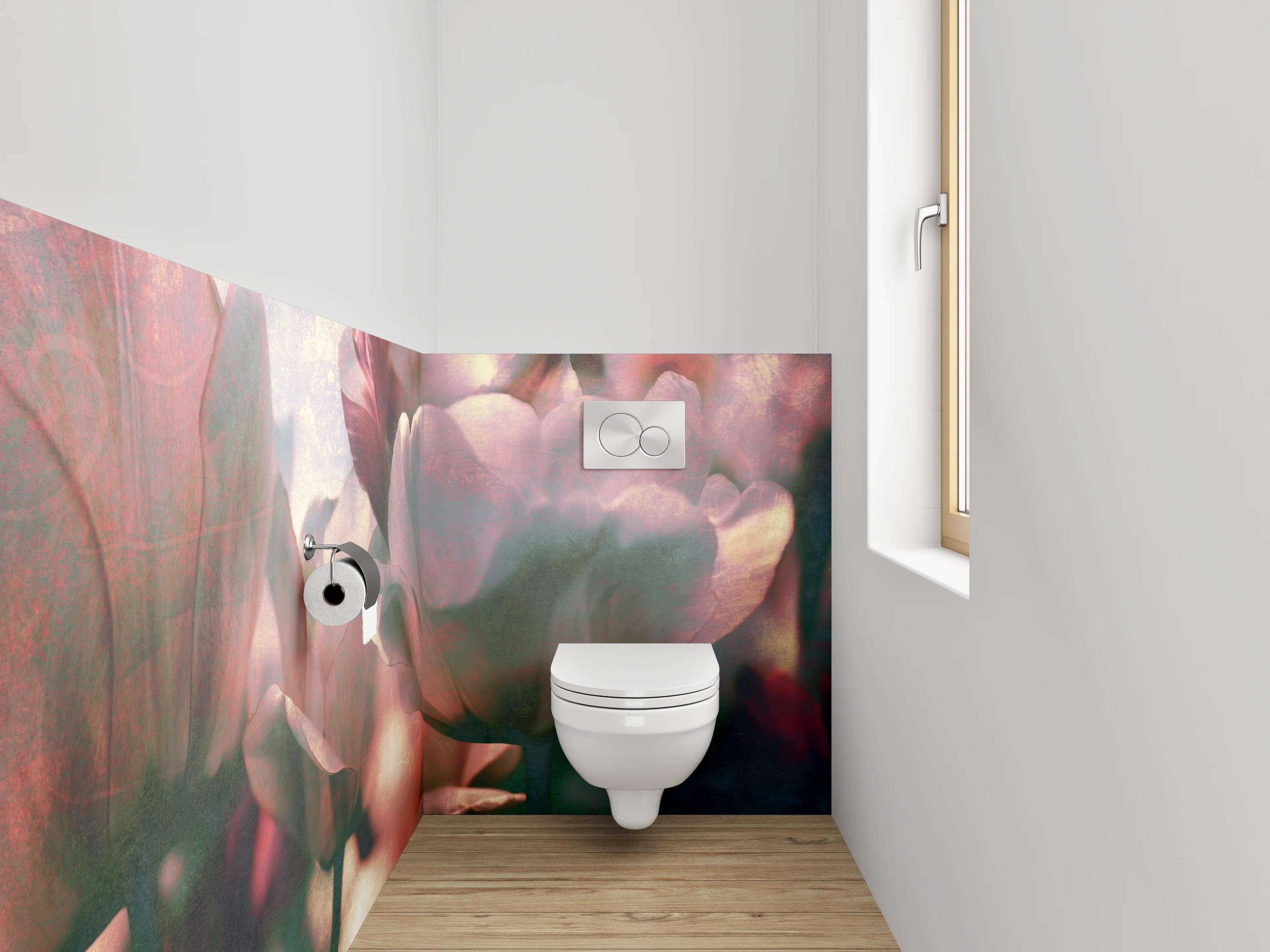 WC-Rückwand - Romantische Pastell-Tulpen im Gegenlicht