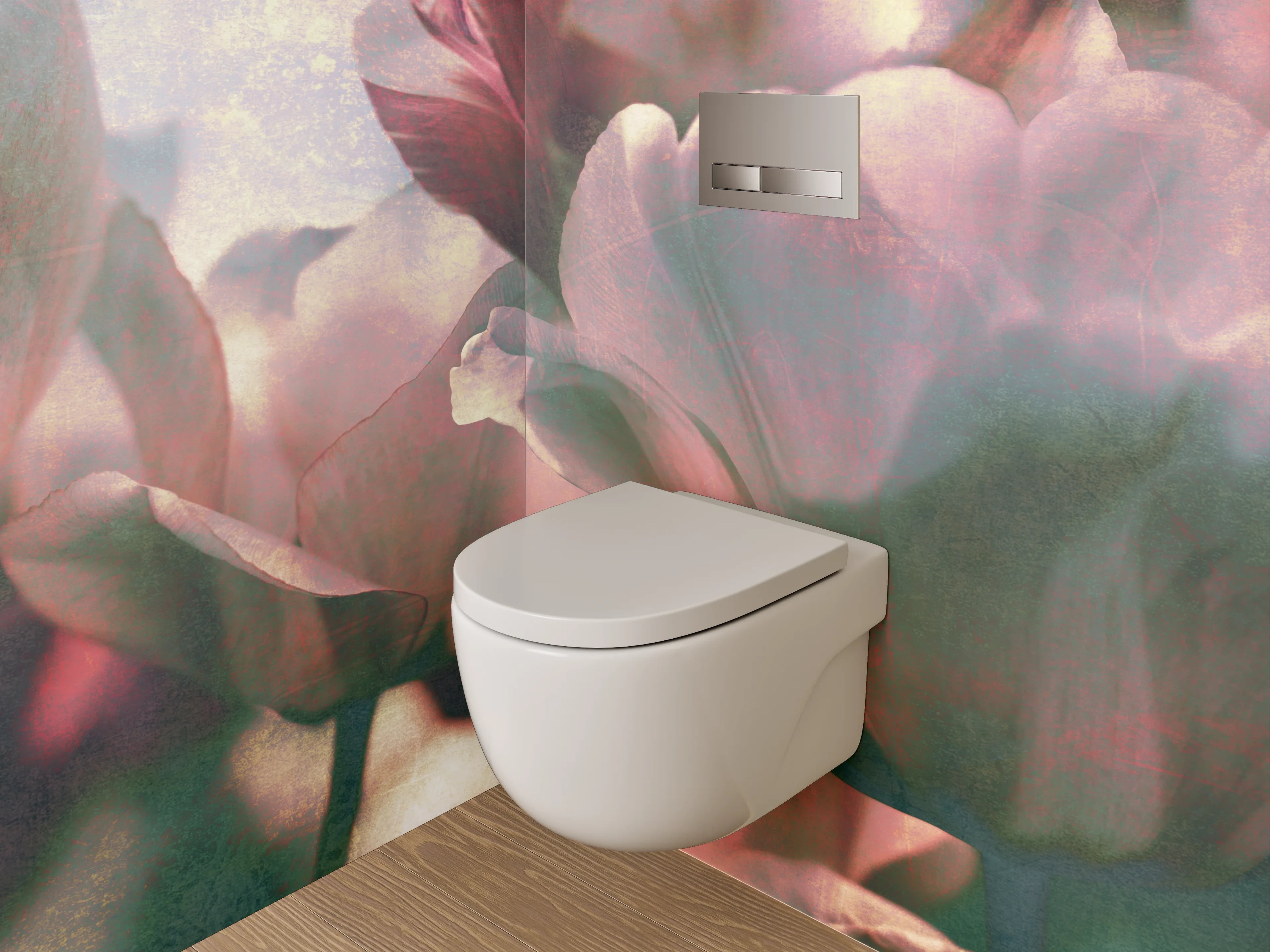 WC-Rückwand - Romantische Pastell-Tulpen im Gegenlicht