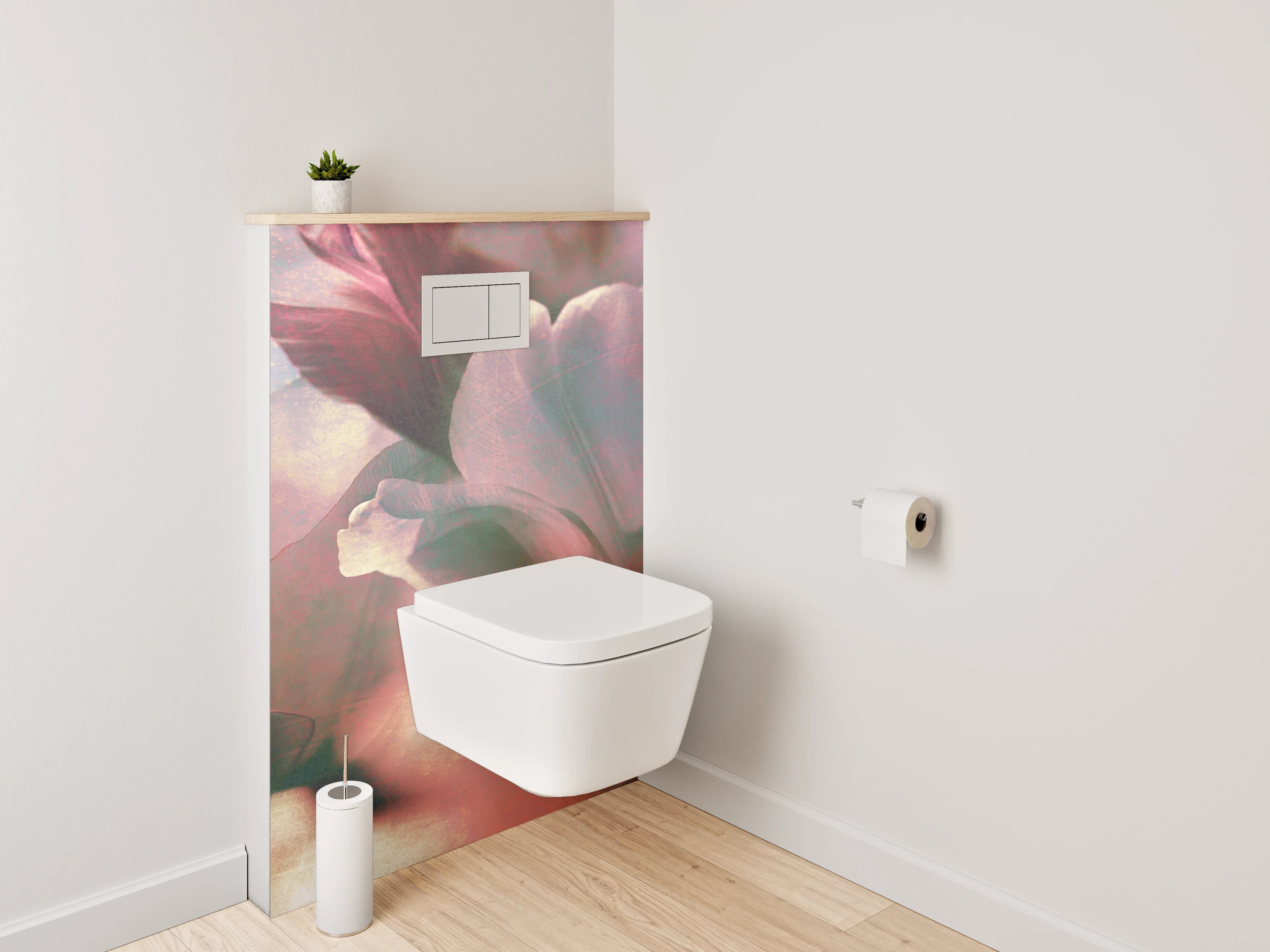 WC-Rückwand - Romantische Pastell-Tulpen im Gegenlicht