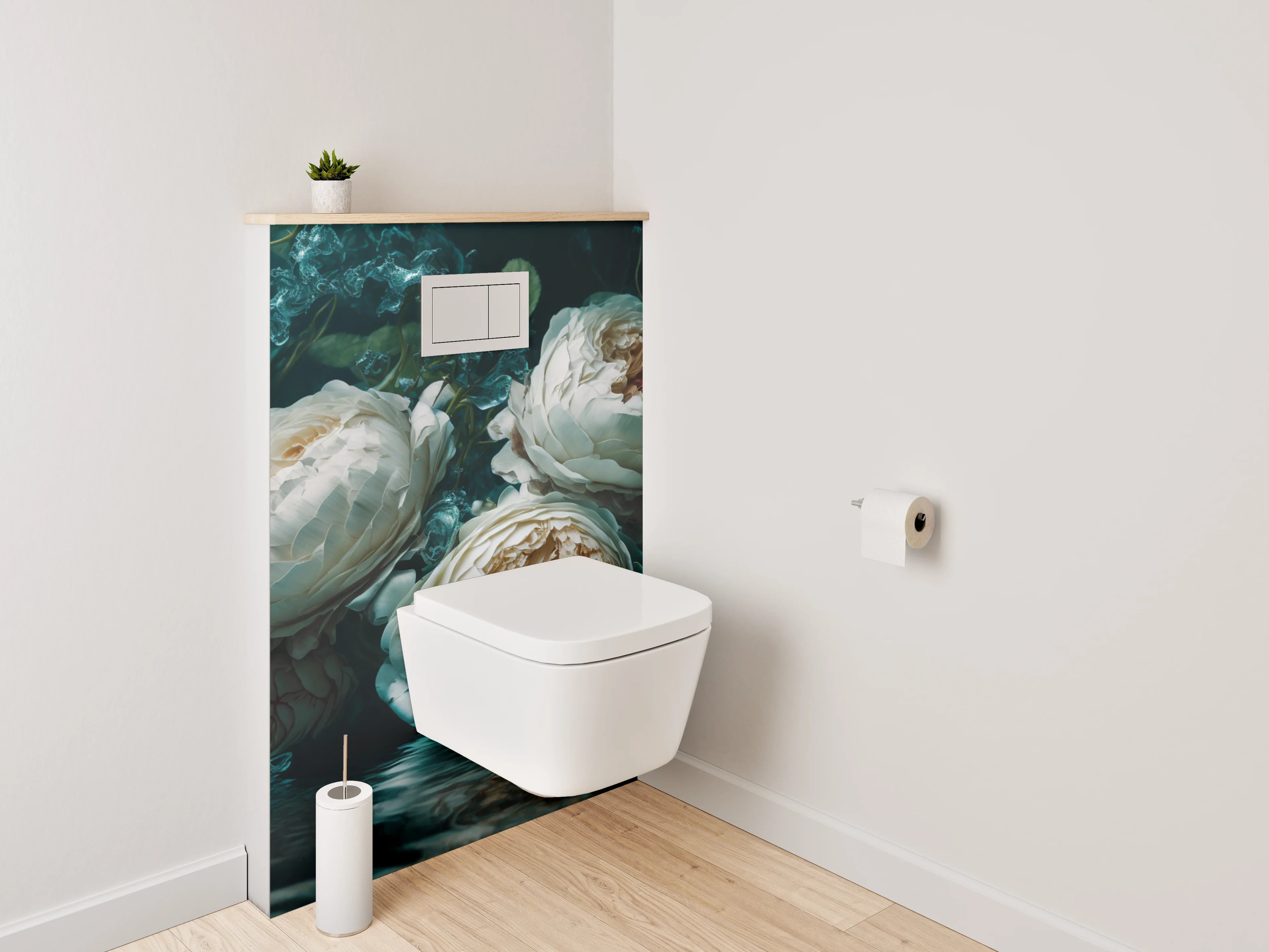 WC-Rückwand - Romantische Pfingstrosen am Wasser