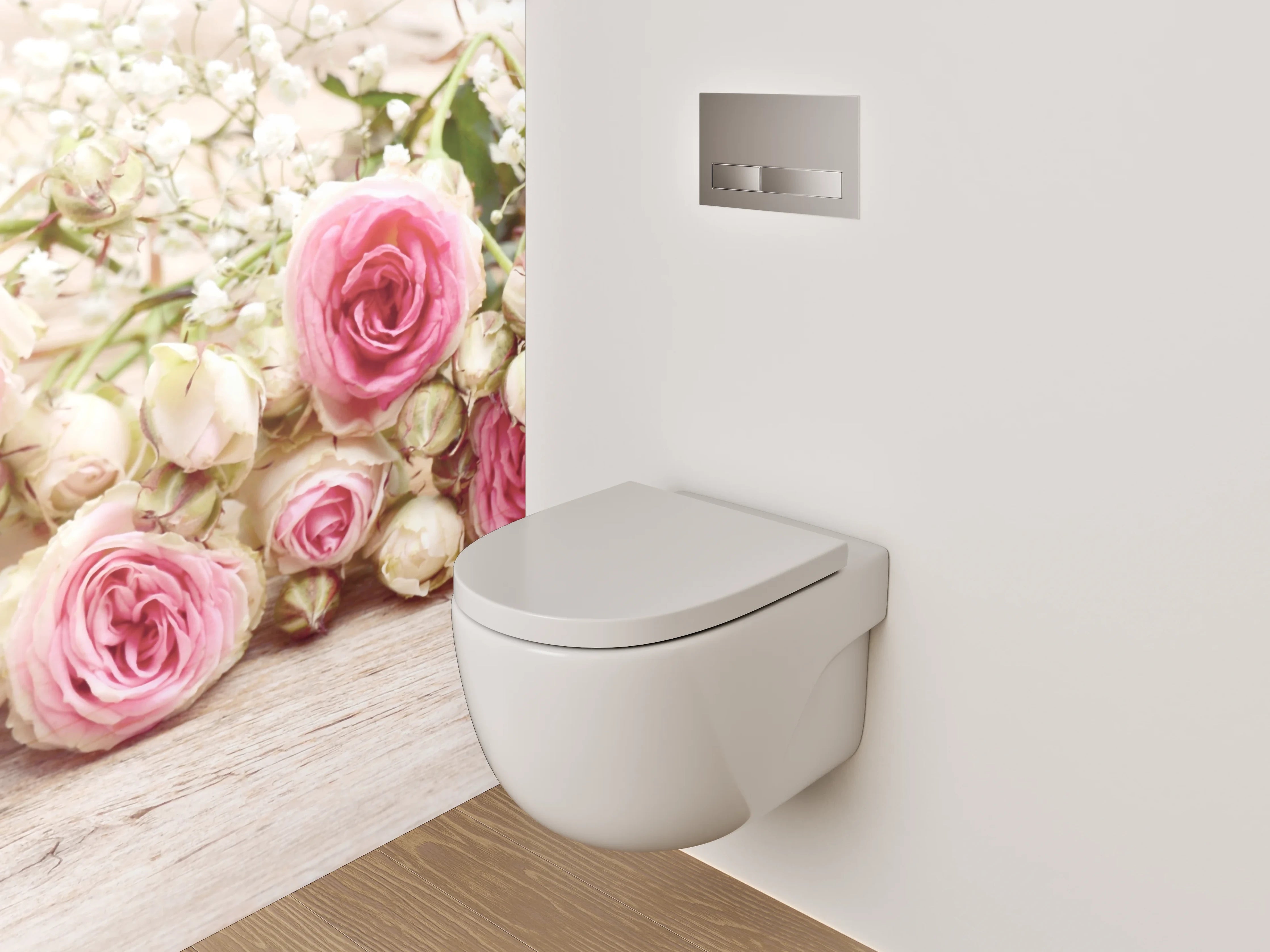 WC-Rückwand - Romantische Rosen mit Herz-Dekor