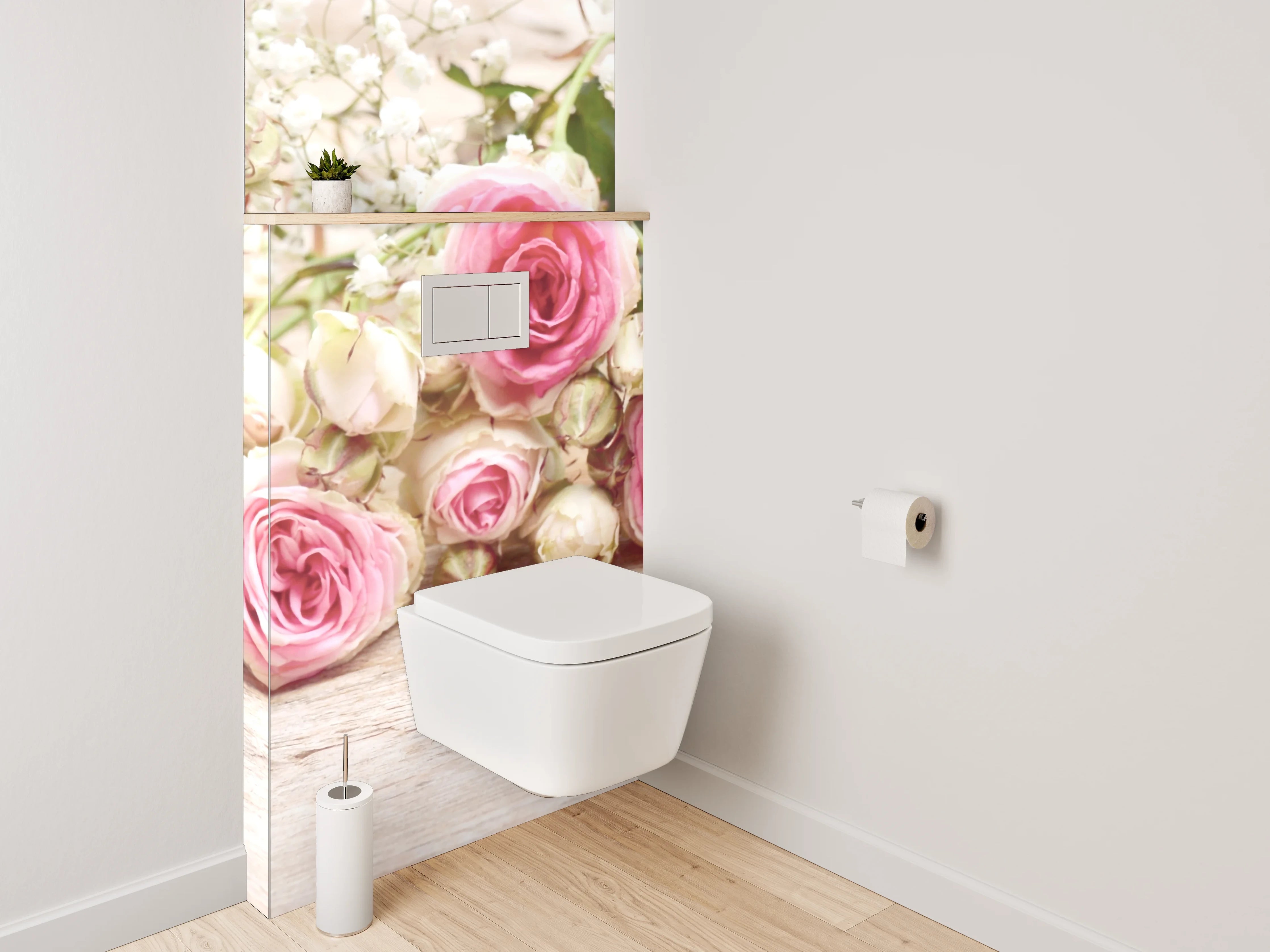 WC-Rückwand - Romantische Rosen mit Herz-Dekor